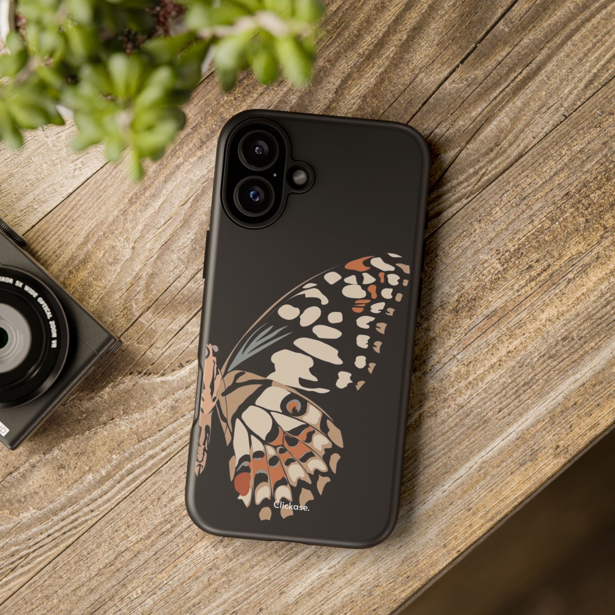 Butterfly Black Tough Phone Case by