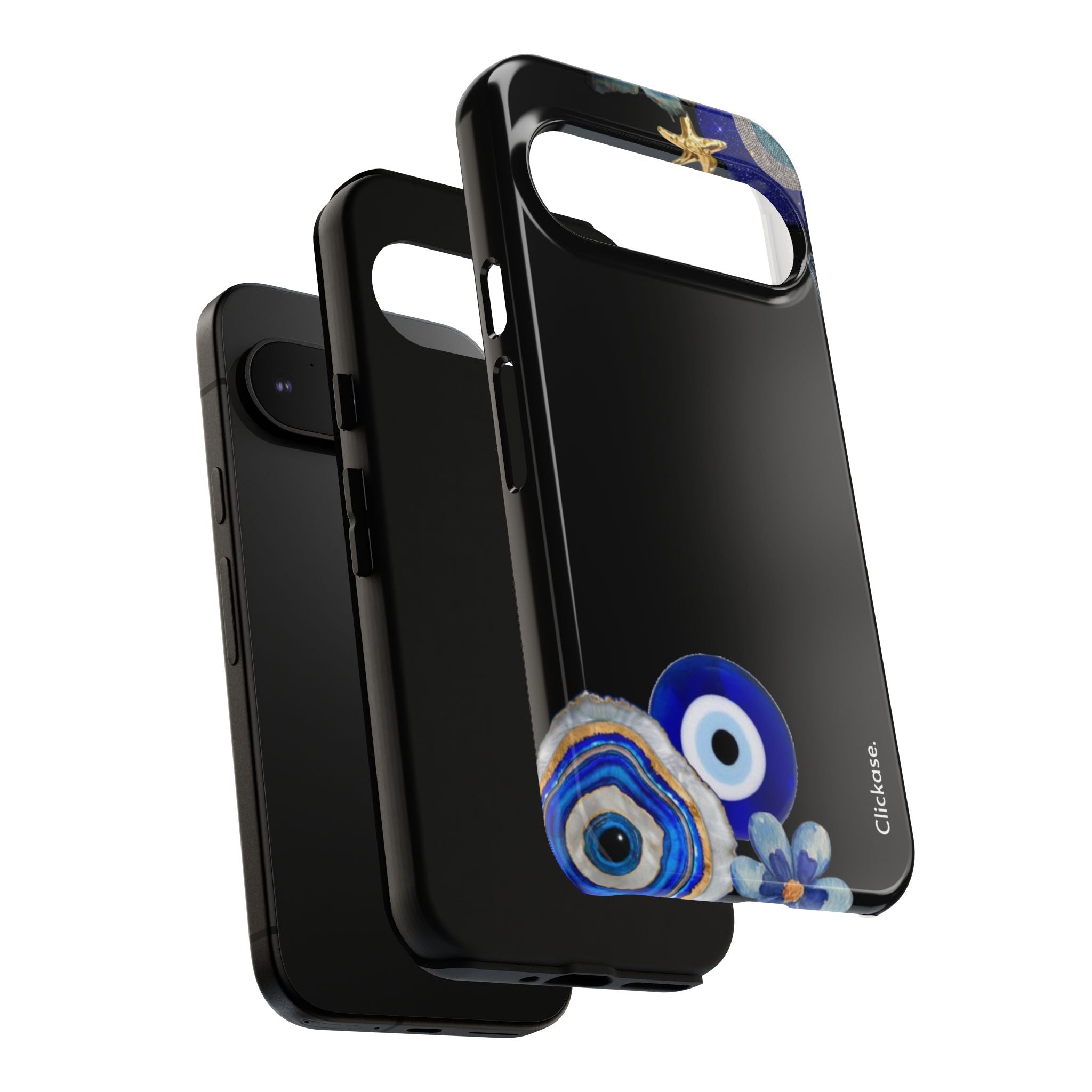 Evil Eye Protection – Blue Hamsa Charm Tough Phone Case by