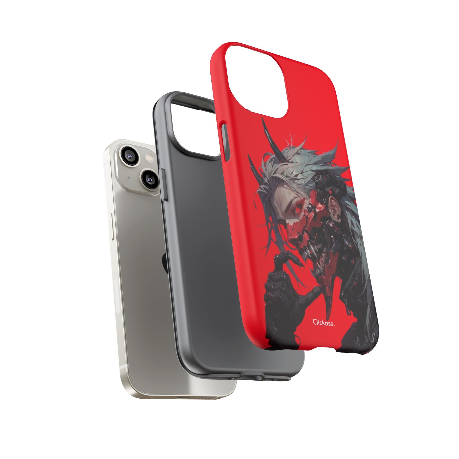 Demon Core Awakening – Futuristic Oni Cyborg Tough Phone Case by