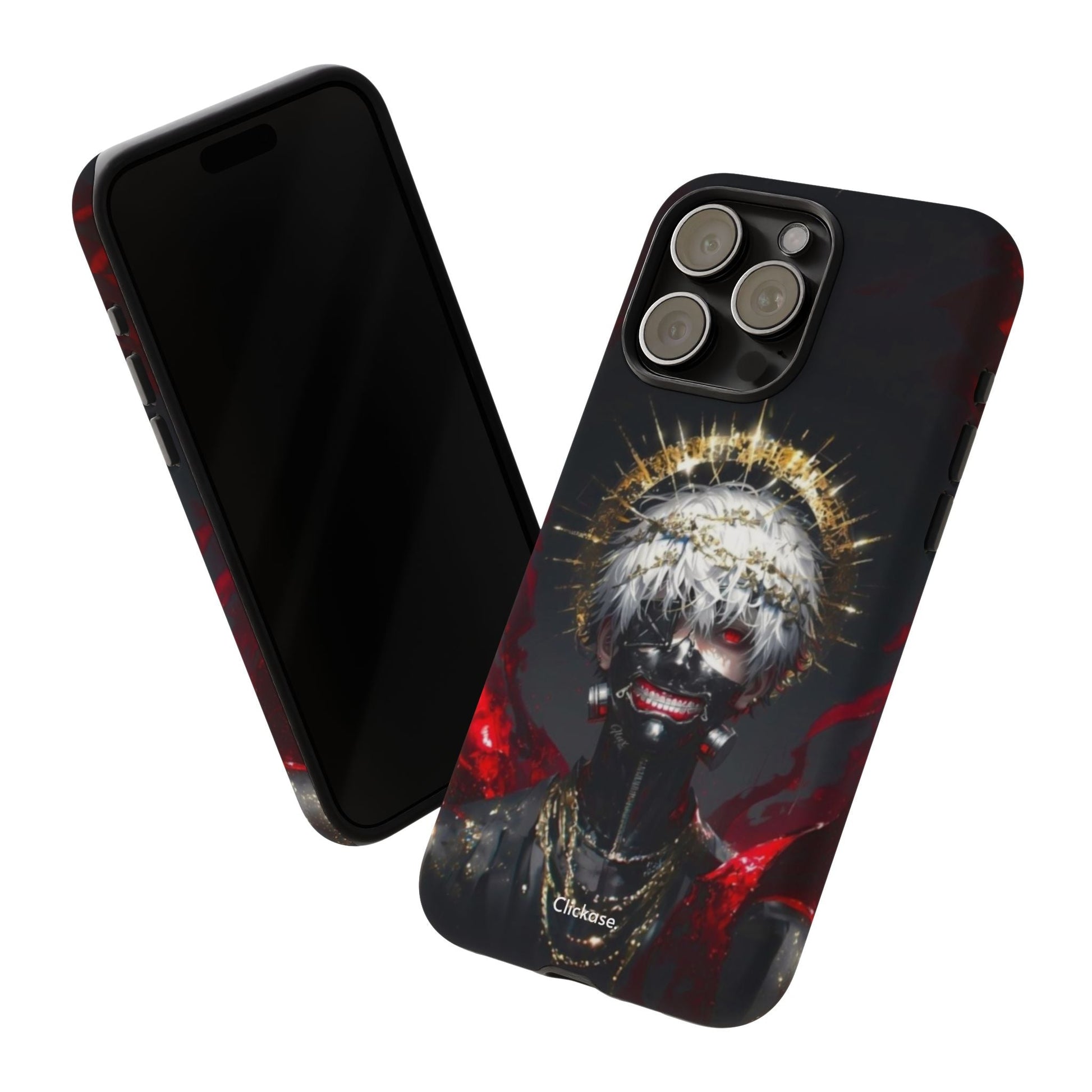 Ken Kaneki anime themed protective phone case with vibrant 3D design and shock-absorbing silicone liner