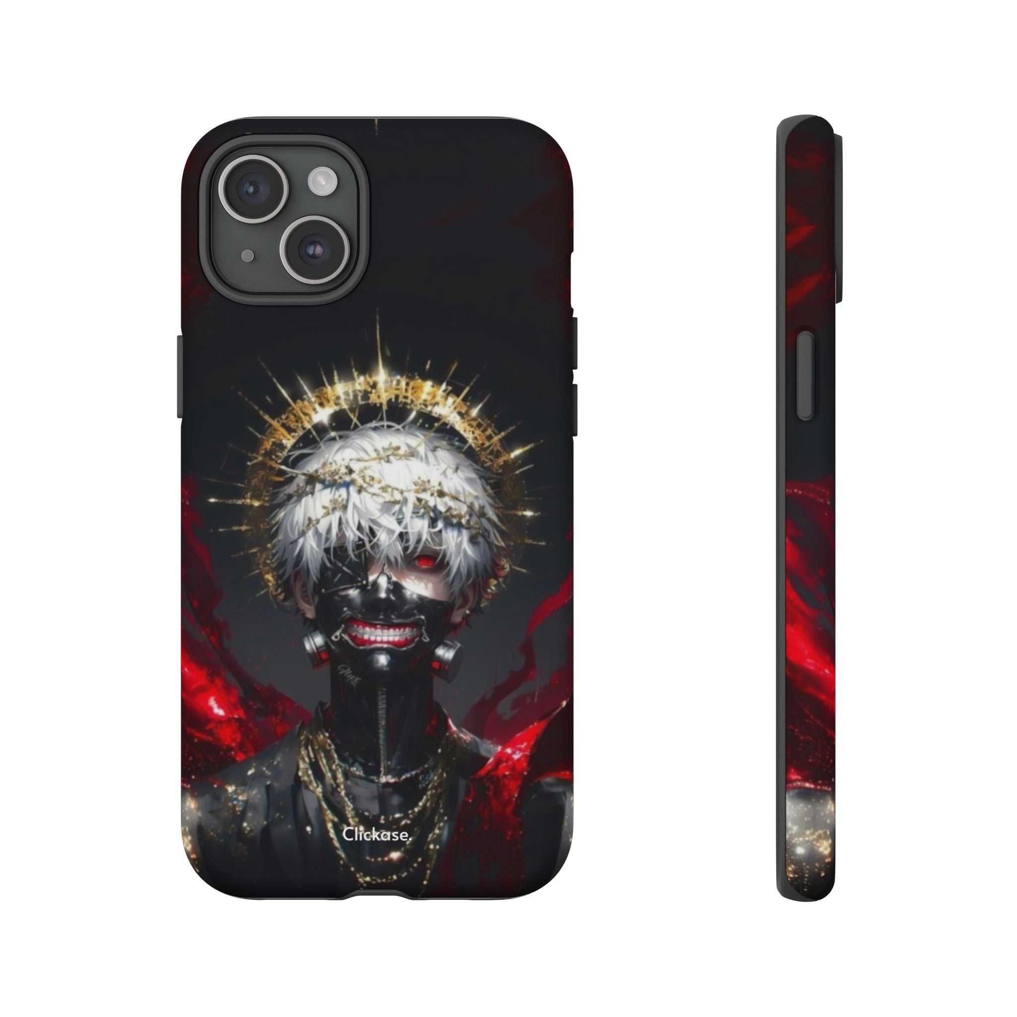 Ken Kaneki anime phone case with 3D wrap and shock-absorbing silicone liner, durable and stylish protective cover