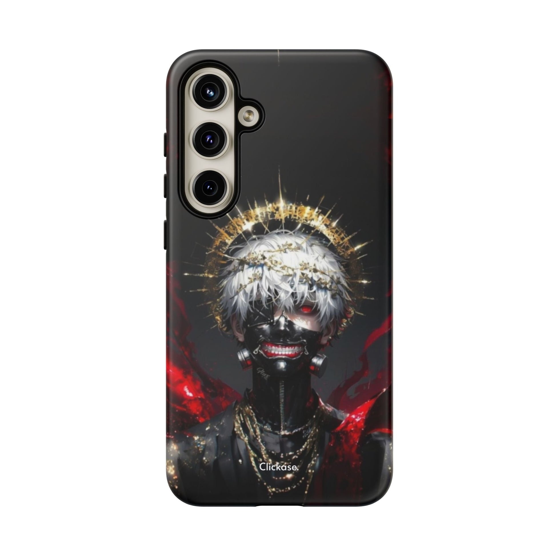 Ken Kaneki anime design phone case with shock-absorbing silicone and 3D wrap graphics