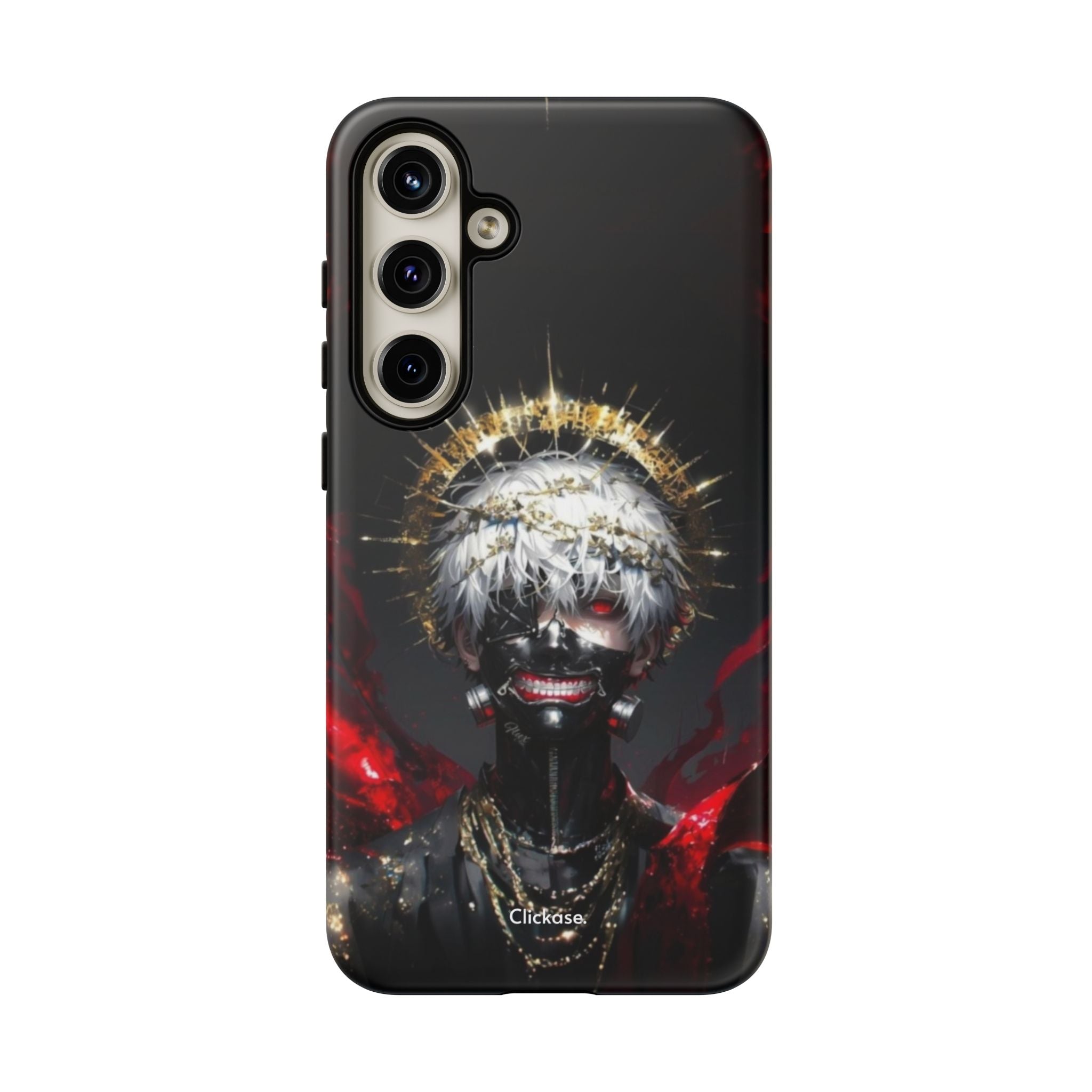 Ken Kaneki anime design phone case with shock-absorbing silicone and 3D wrap graphics