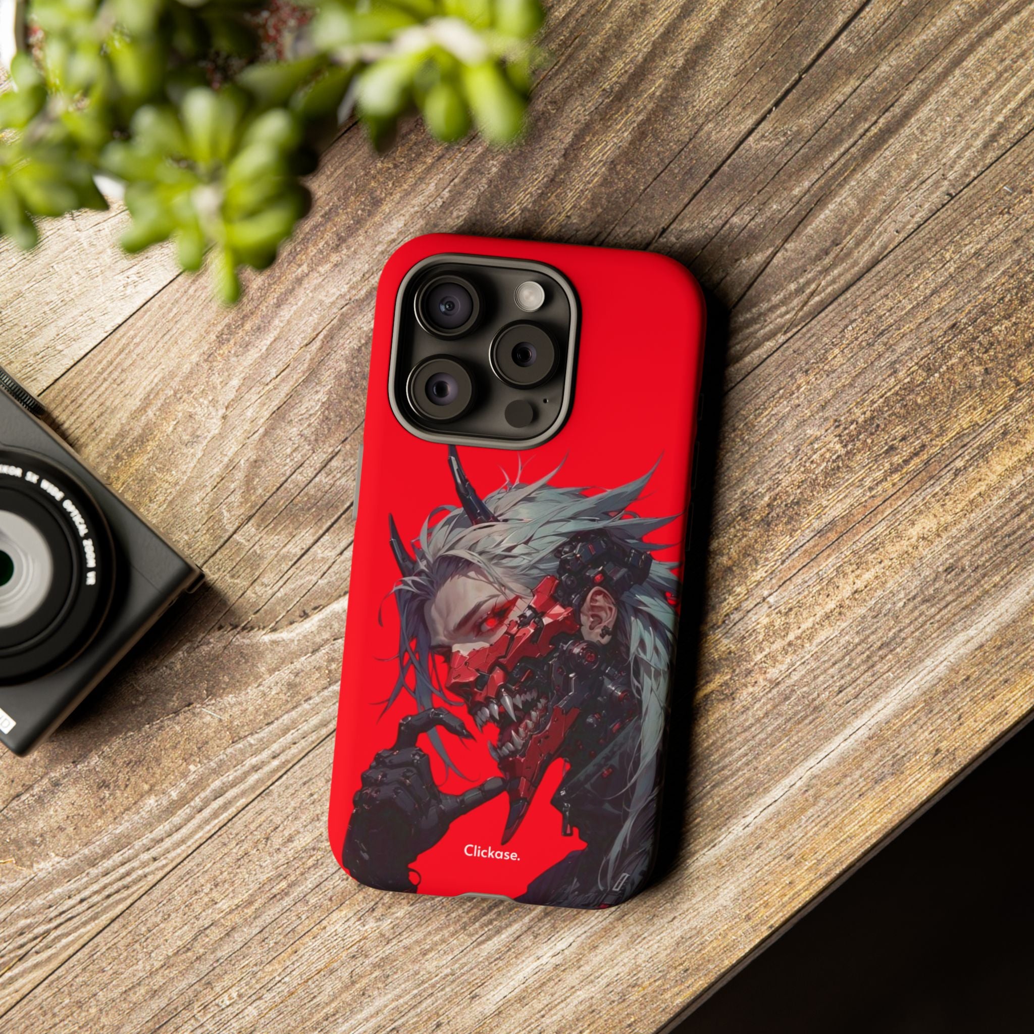 Demon Core Awakening – Futuristic Oni Cyborg Tough Phone Case by