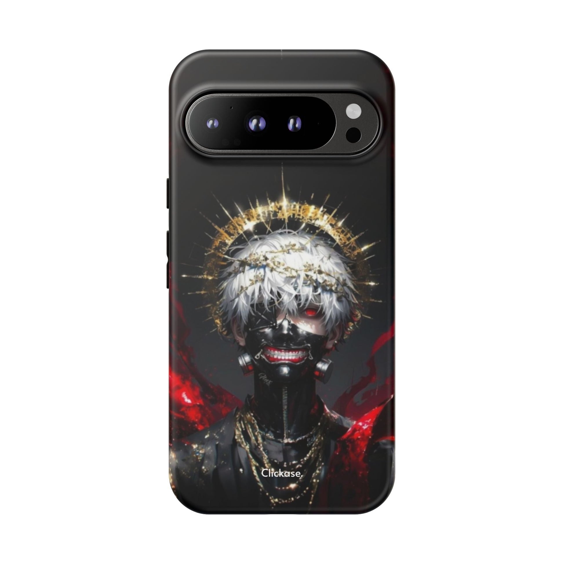 Ken Kaneki anime character phone case with vibrant 3D wrap and shock-absorbing silicone liner