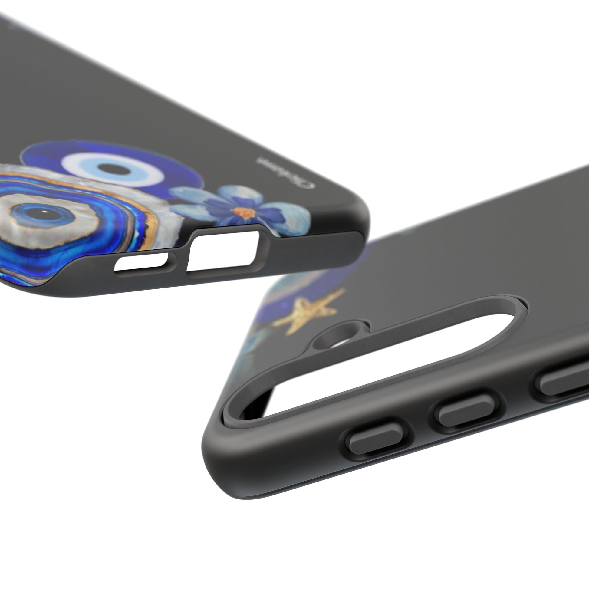 Evil Eye Protection – Blue Hamsa Charm Tough Phone Case by