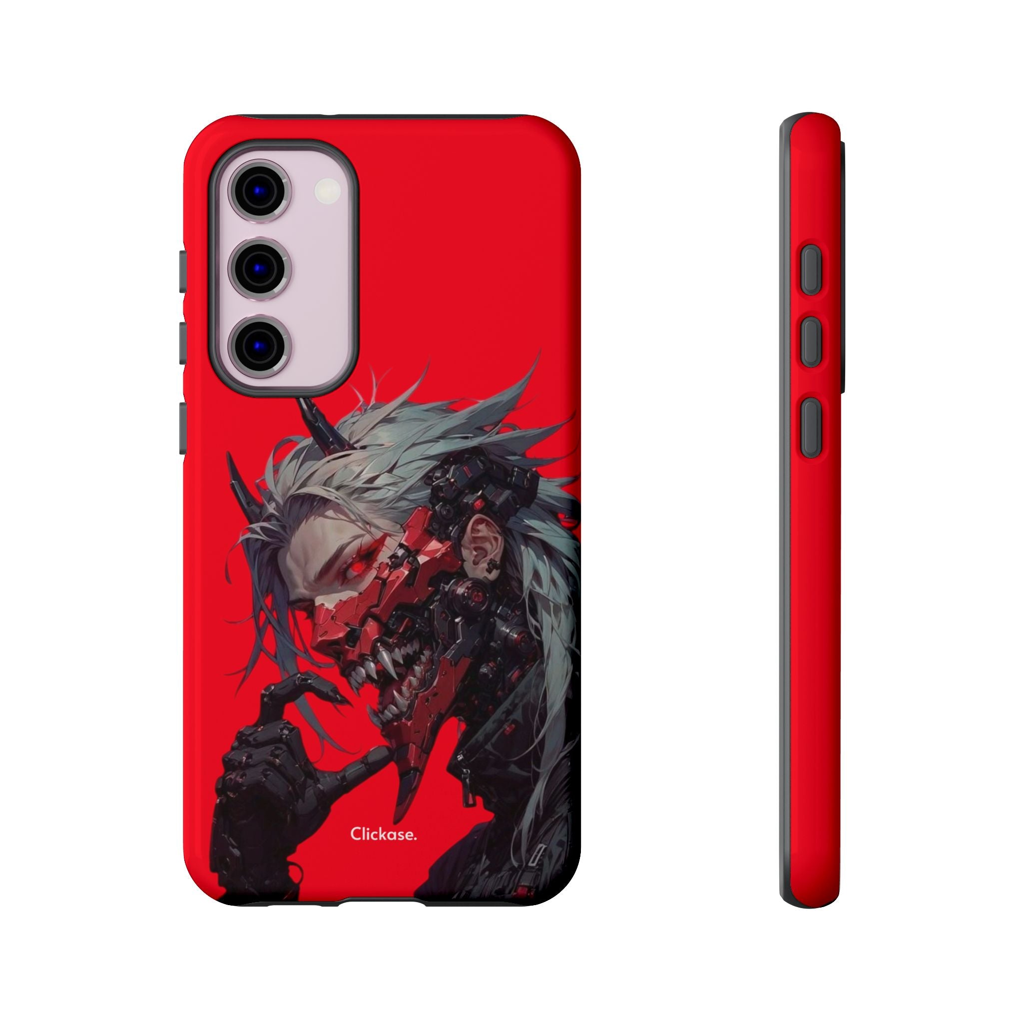 Demon Core Awakening – Futuristic Oni Cyborg Tough Phone Case by