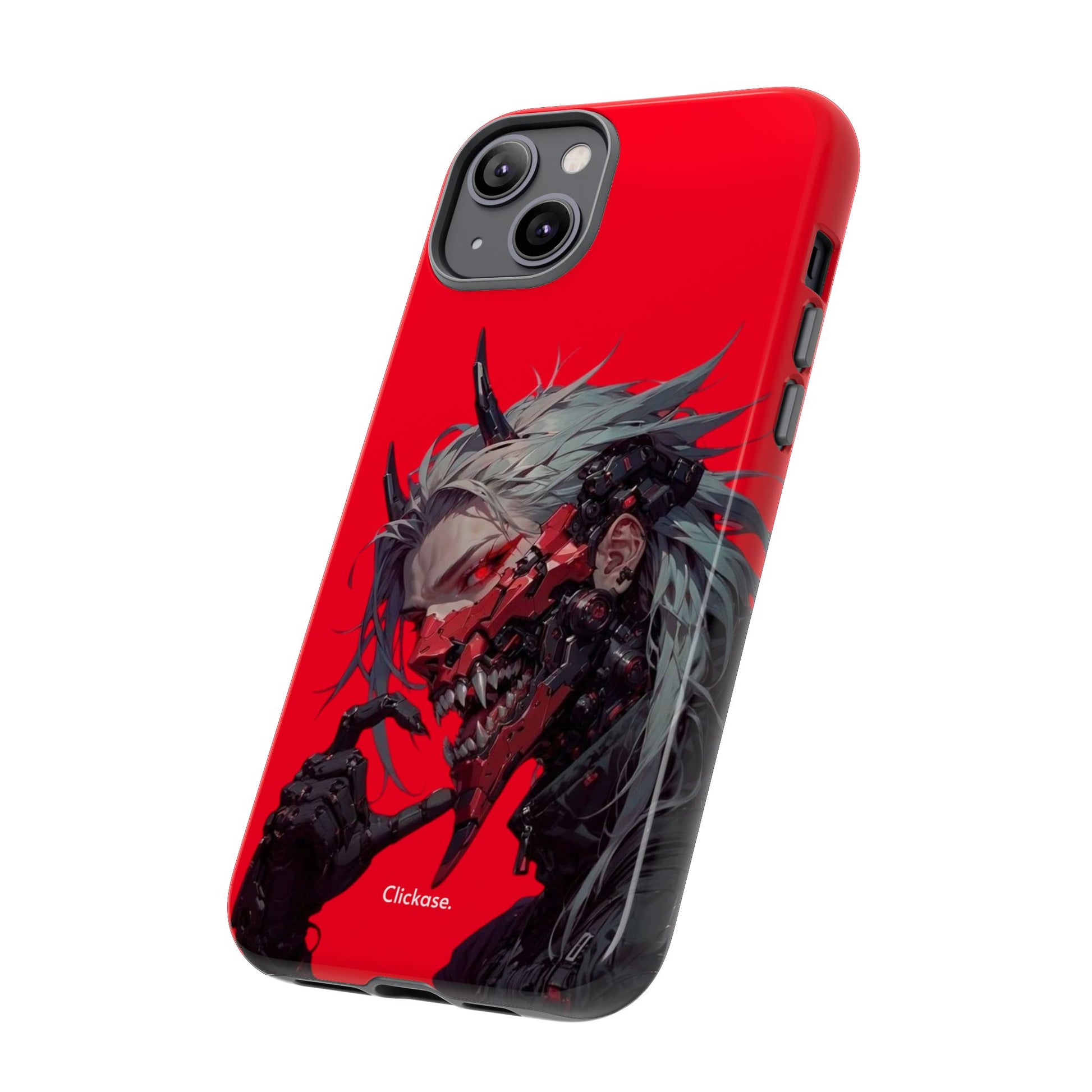 Demon Core Awakening – Futuristic Oni Cyborg Tough Phone Case by