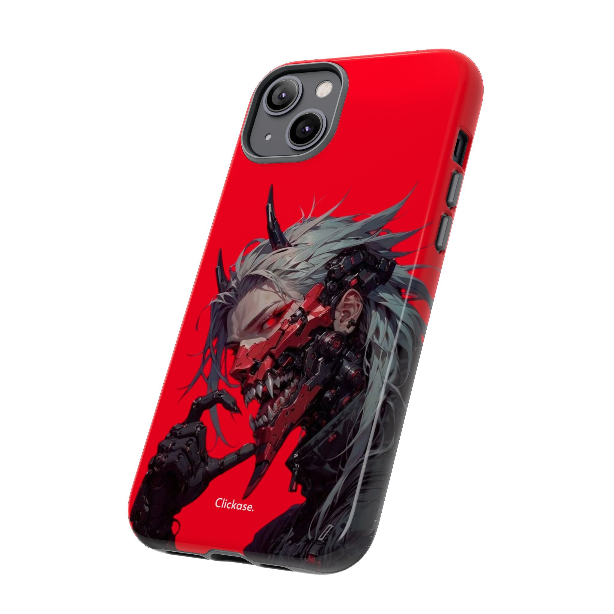 Demon Core Awakening – Futuristic Oni Cyborg Tough Phone Case by