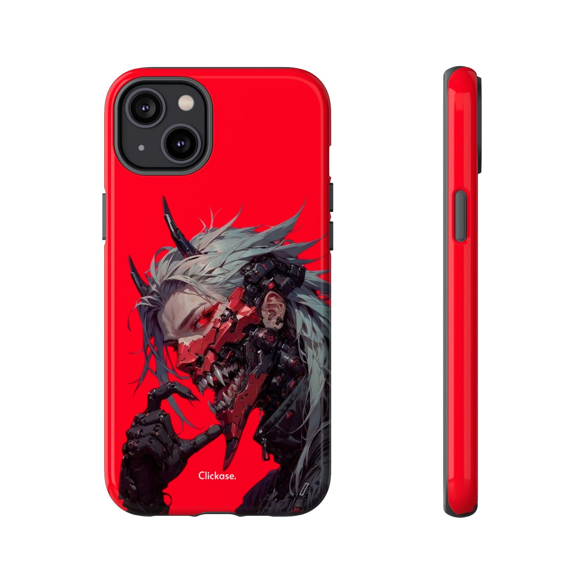Demon Core Awakening – Futuristic Oni Cyborg Tough Phone Case by
