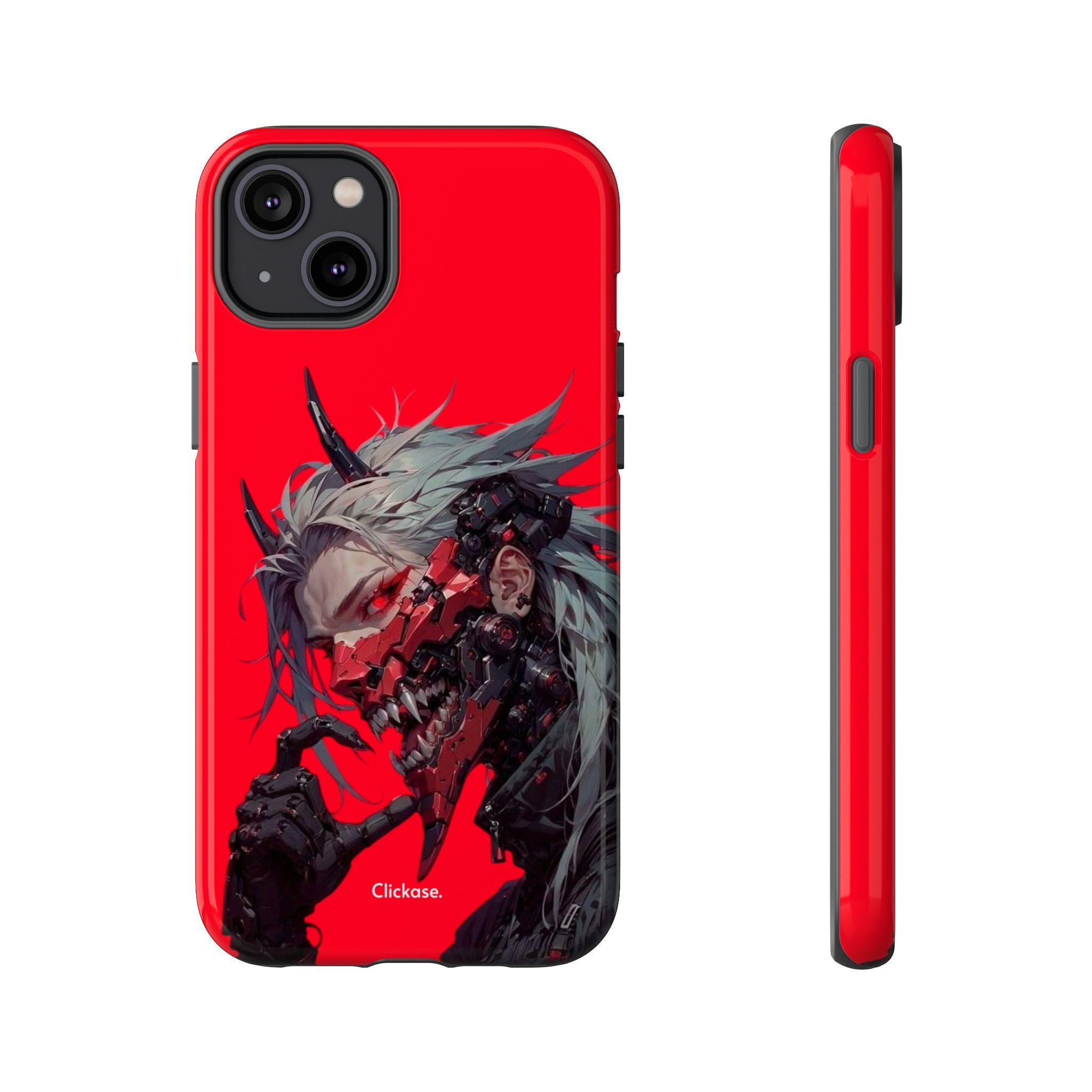Demon Core Awakening – Futuristic Oni Cyborg Tough Phone Case by