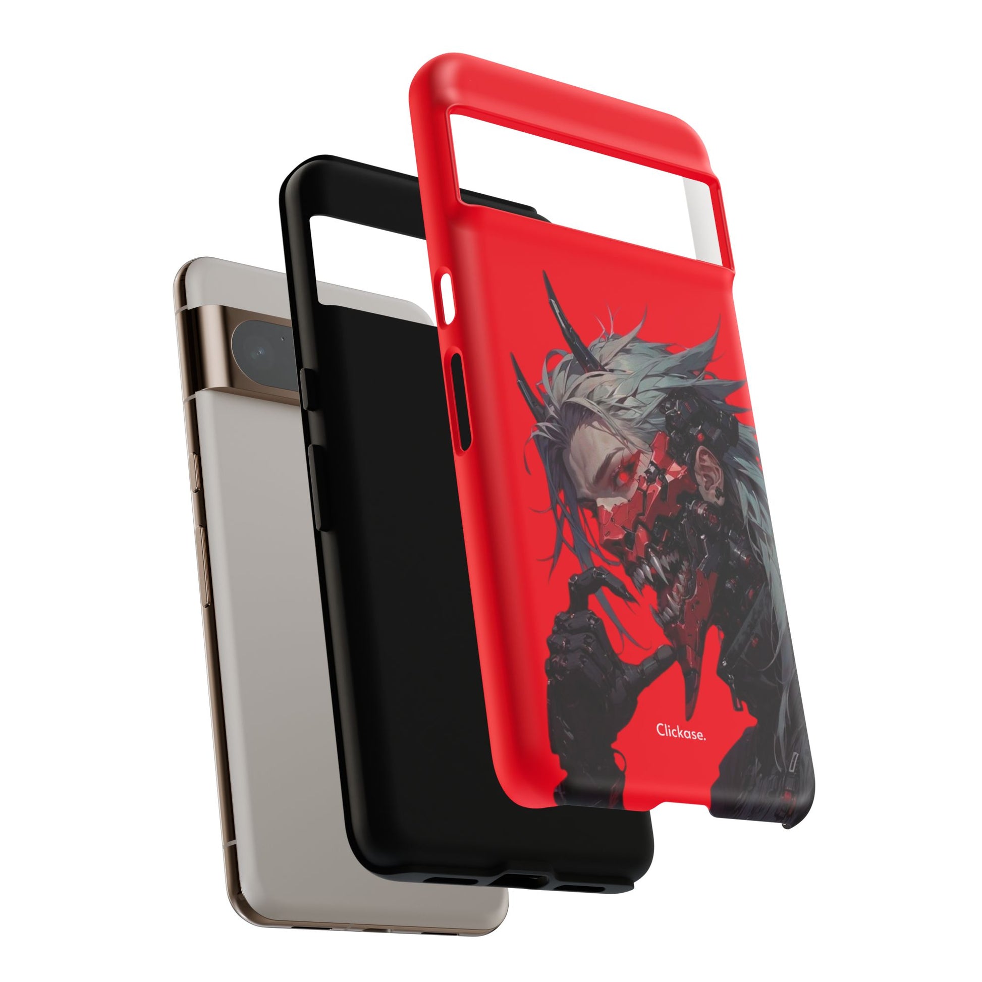 Demon Core Awakening – Futuristic Oni Cyborg Tough Phone Case by