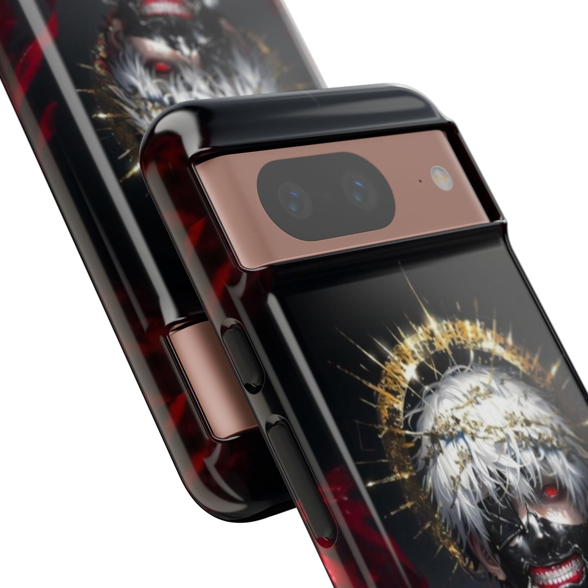 Ken Kaneki anime design durable touch phone case with 3D wrap and shock-absorbing silicone liner