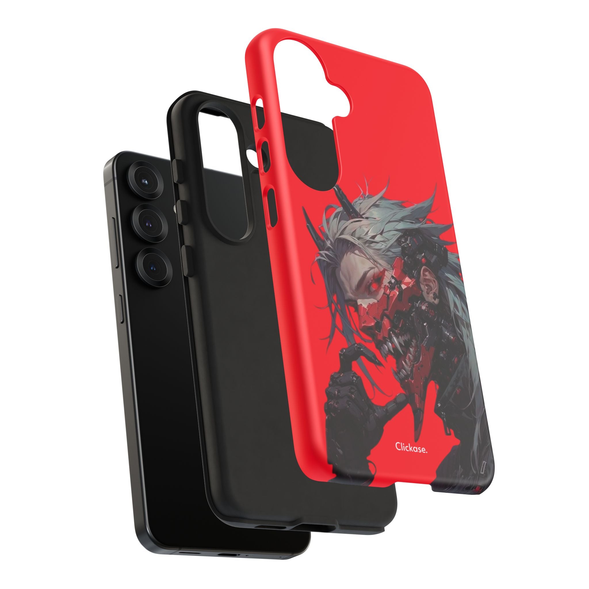 Demon Core Awakening – Futuristic Oni Cyborg Tough Phone Case by