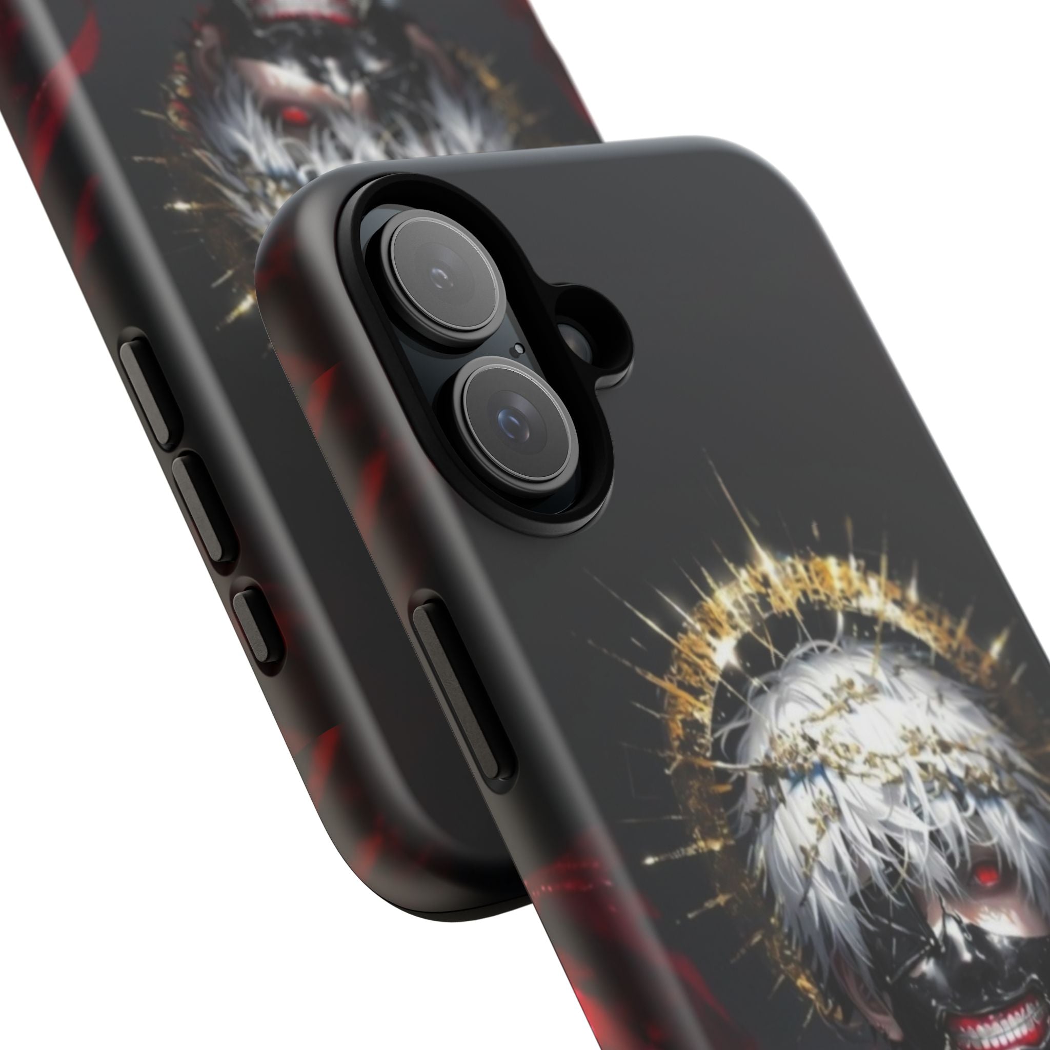 Ken Kaneki anime phone case with 3D wrap, durable shock-absorbing design, and vibrant full-color graphics