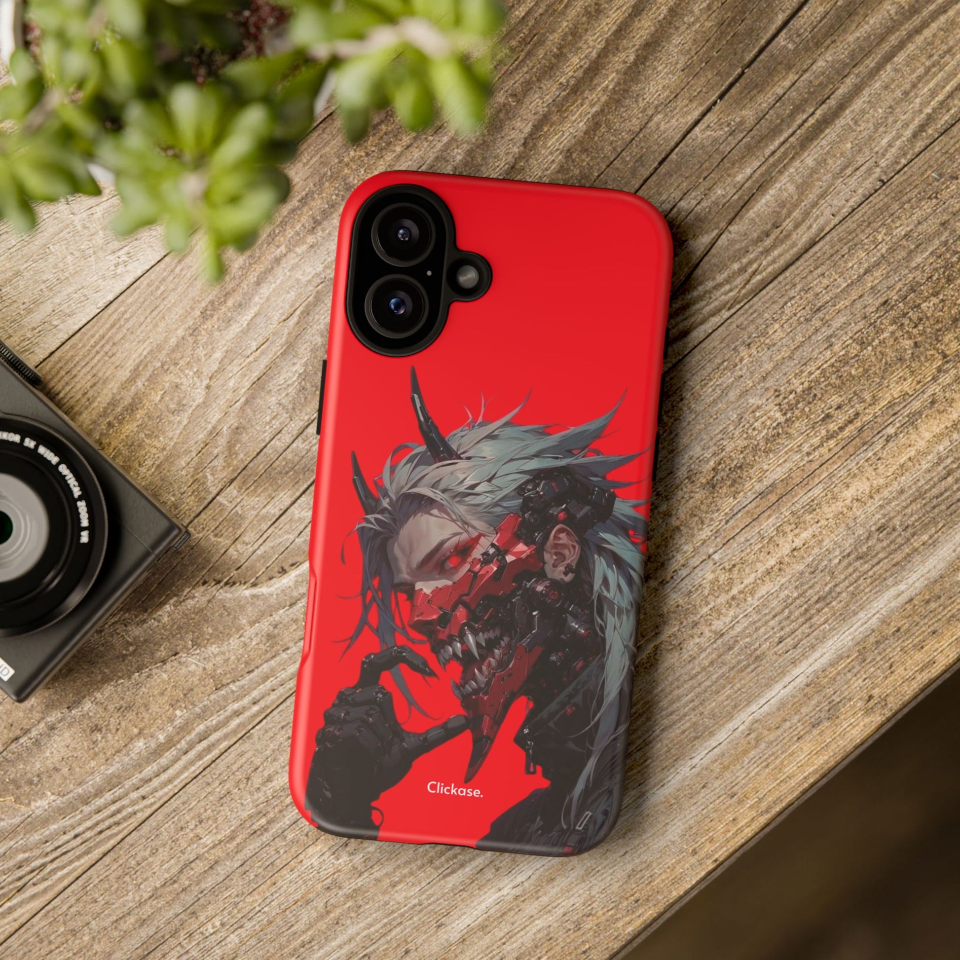 Demon Core Awakening – Futuristic Oni Cyborg Tough Phone Case by