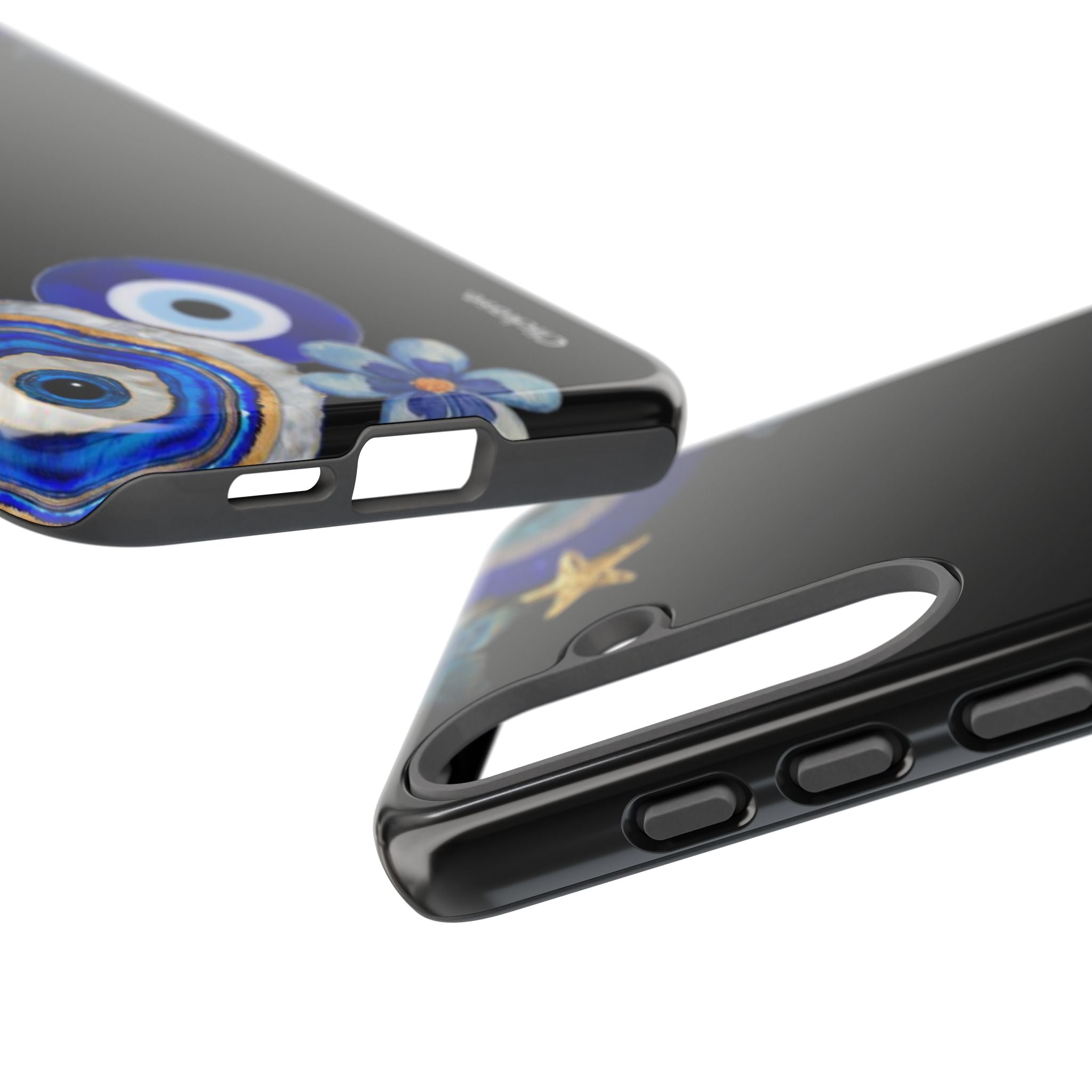 Evil Eye Protection – Blue Hamsa Charm Tough Phone Case by