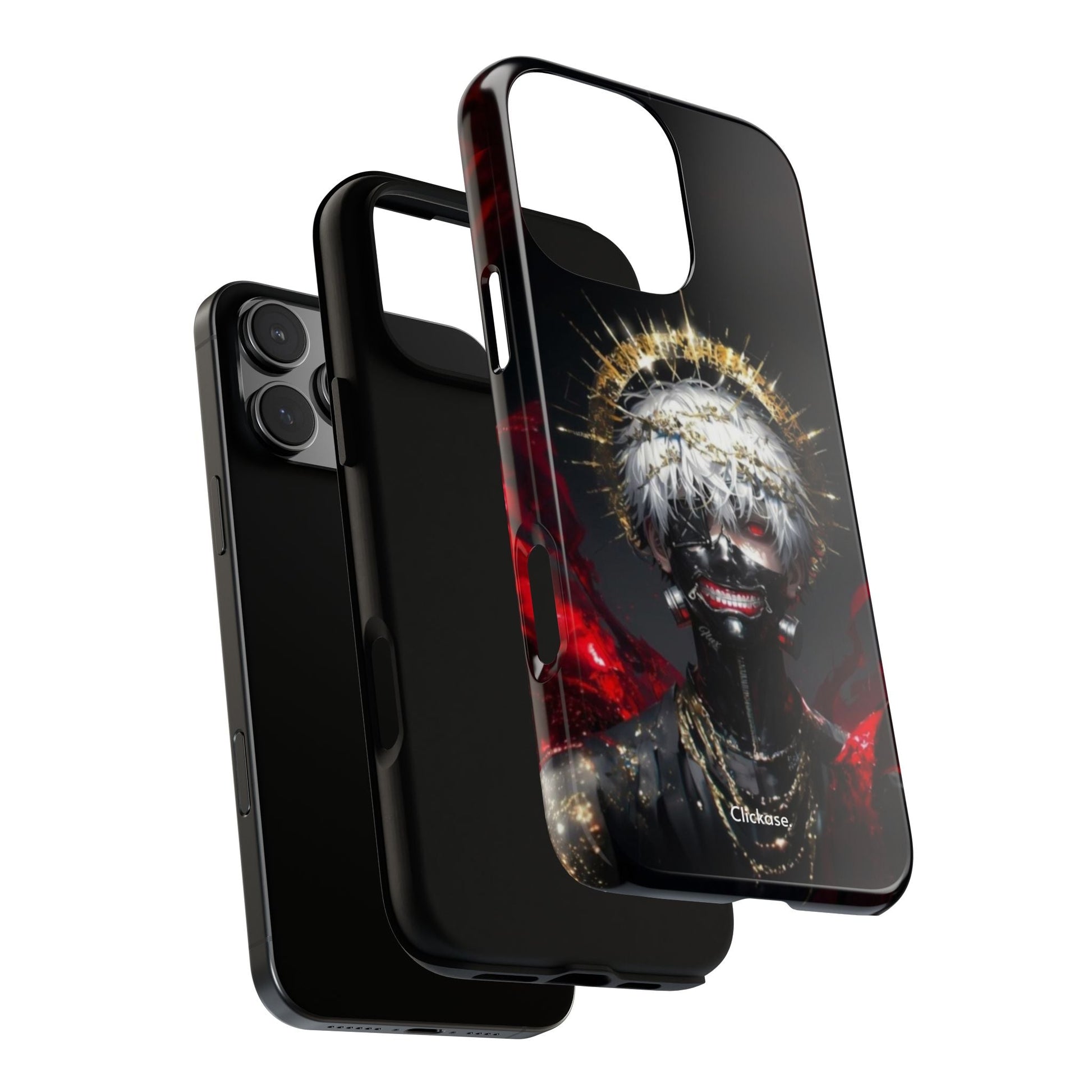Ken Kaneki anime phone case with 3D wrap and shock-absorbing silicone liner for iPhone protection and style