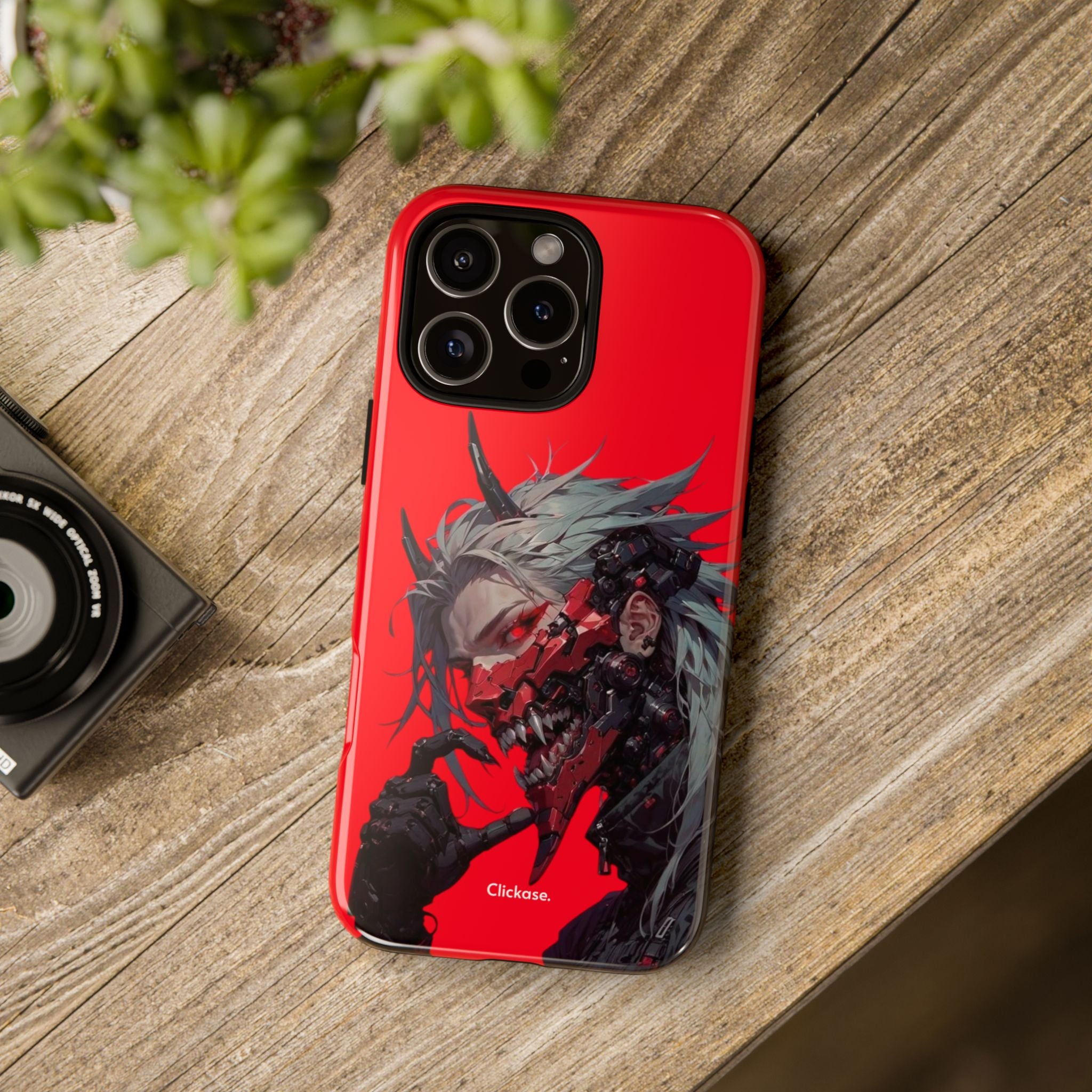 Demon Core Awakening – Futuristic Oni Cyborg Tough Phone Case by