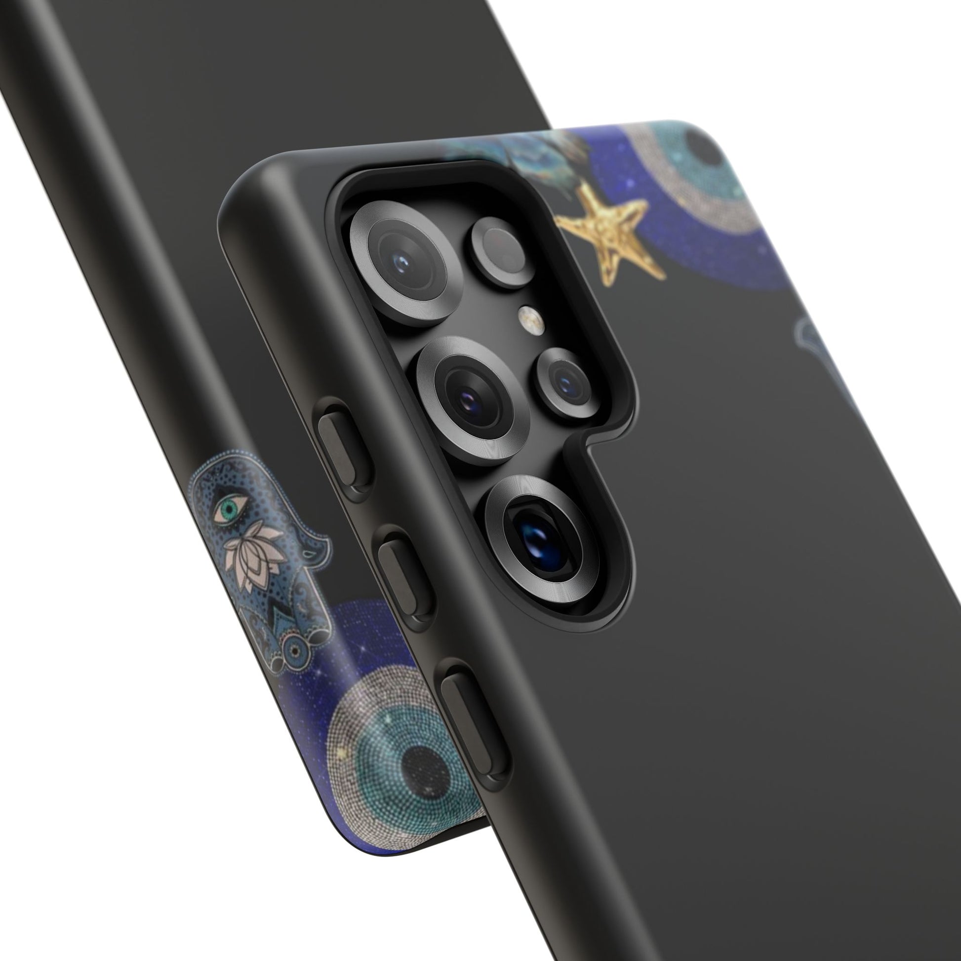 Evil Eye Protection – Blue Hamsa Charm Tough Phone Case by