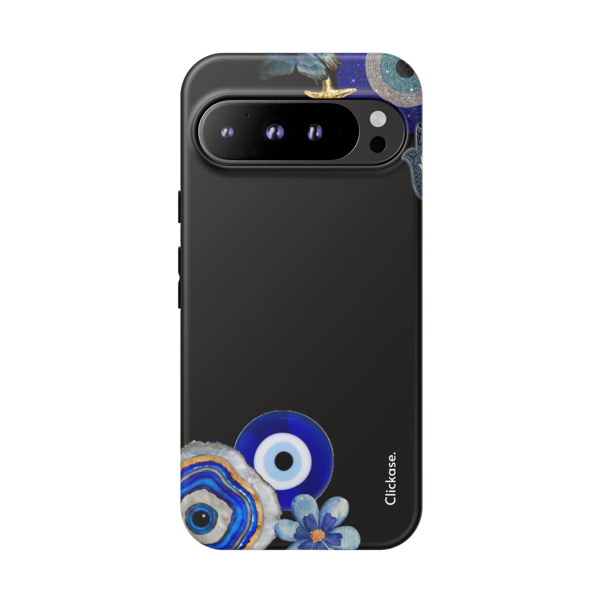 Evil Eye Protection – Blue Hamsa Charm Tough Phone Case by