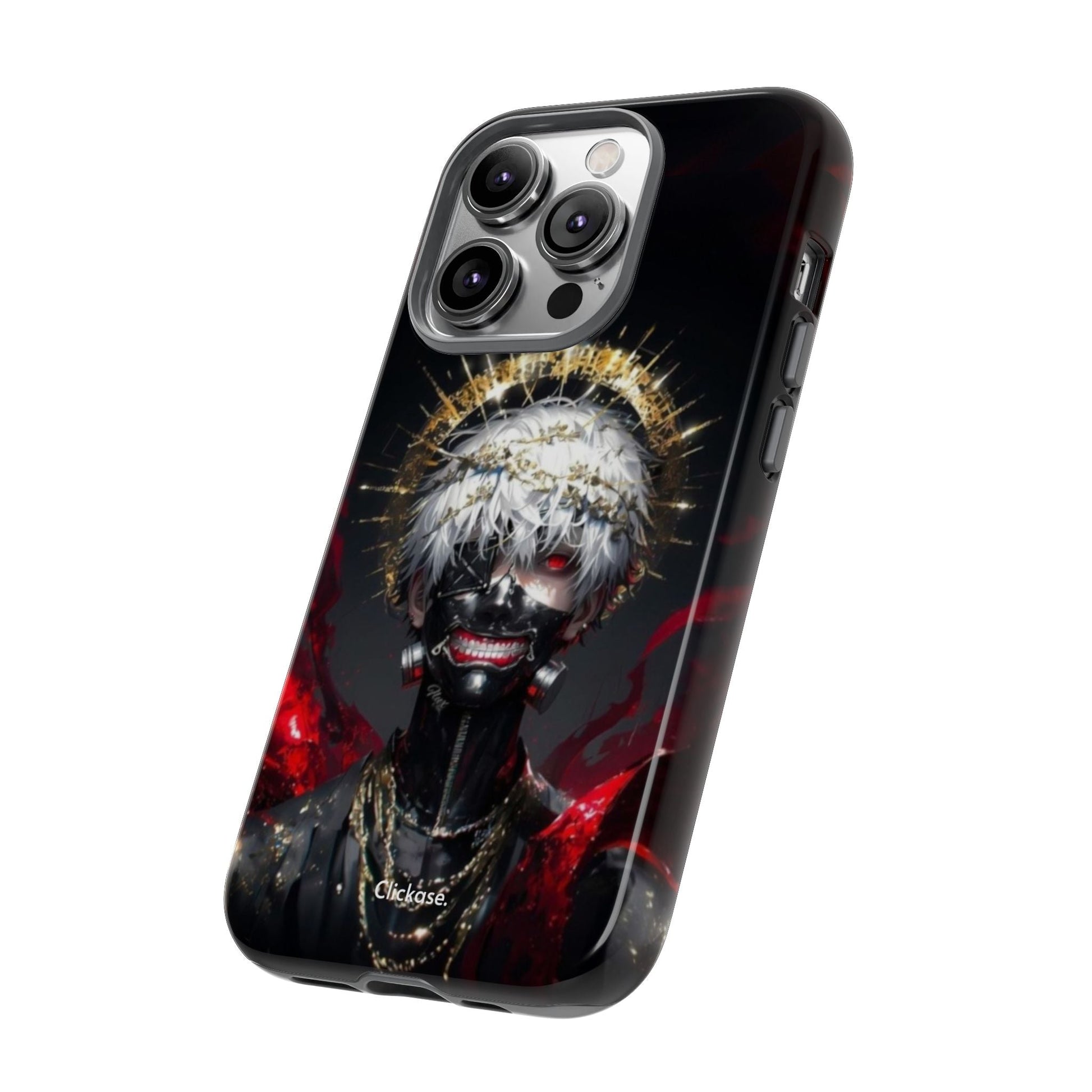 Ken Kaneki anime phone case with 3D wrap, durable design, and shock-absorbing protection for iPhone.