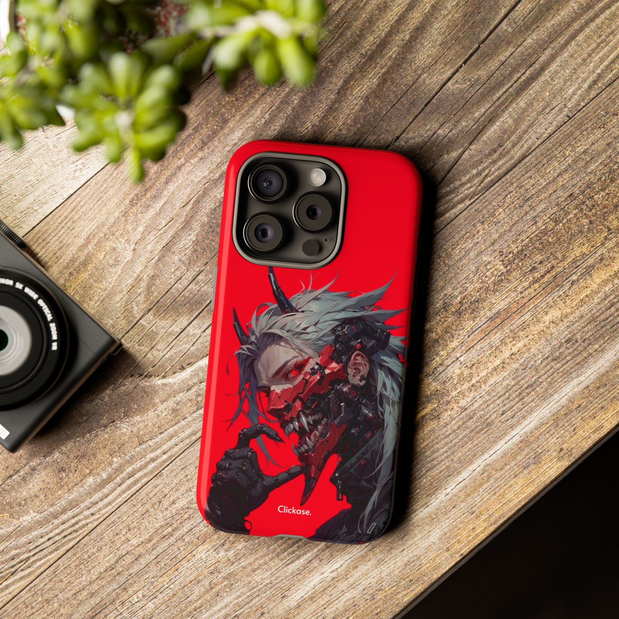Demon Core Awakening – Futuristic Oni Cyborg Tough Phone Case by