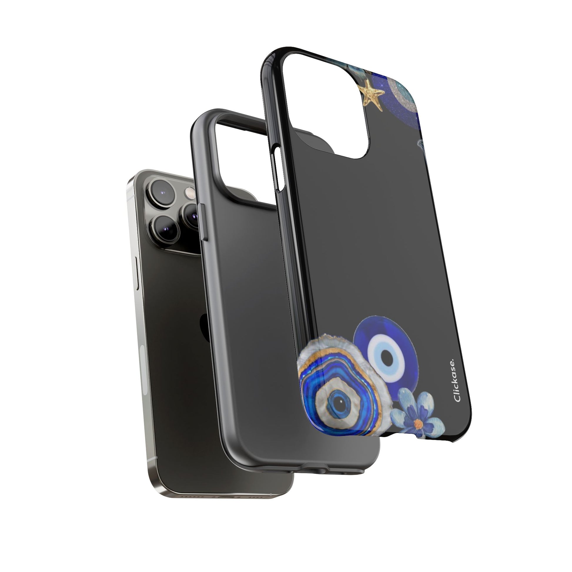 Evil Eye Protection – Blue Hamsa Charm Tough Phone Case by