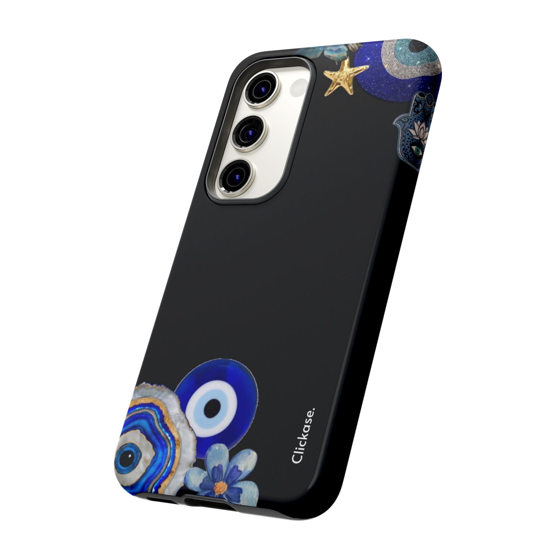Evil Eye Protection – Blue Hamsa Charm Tough Phone Case by