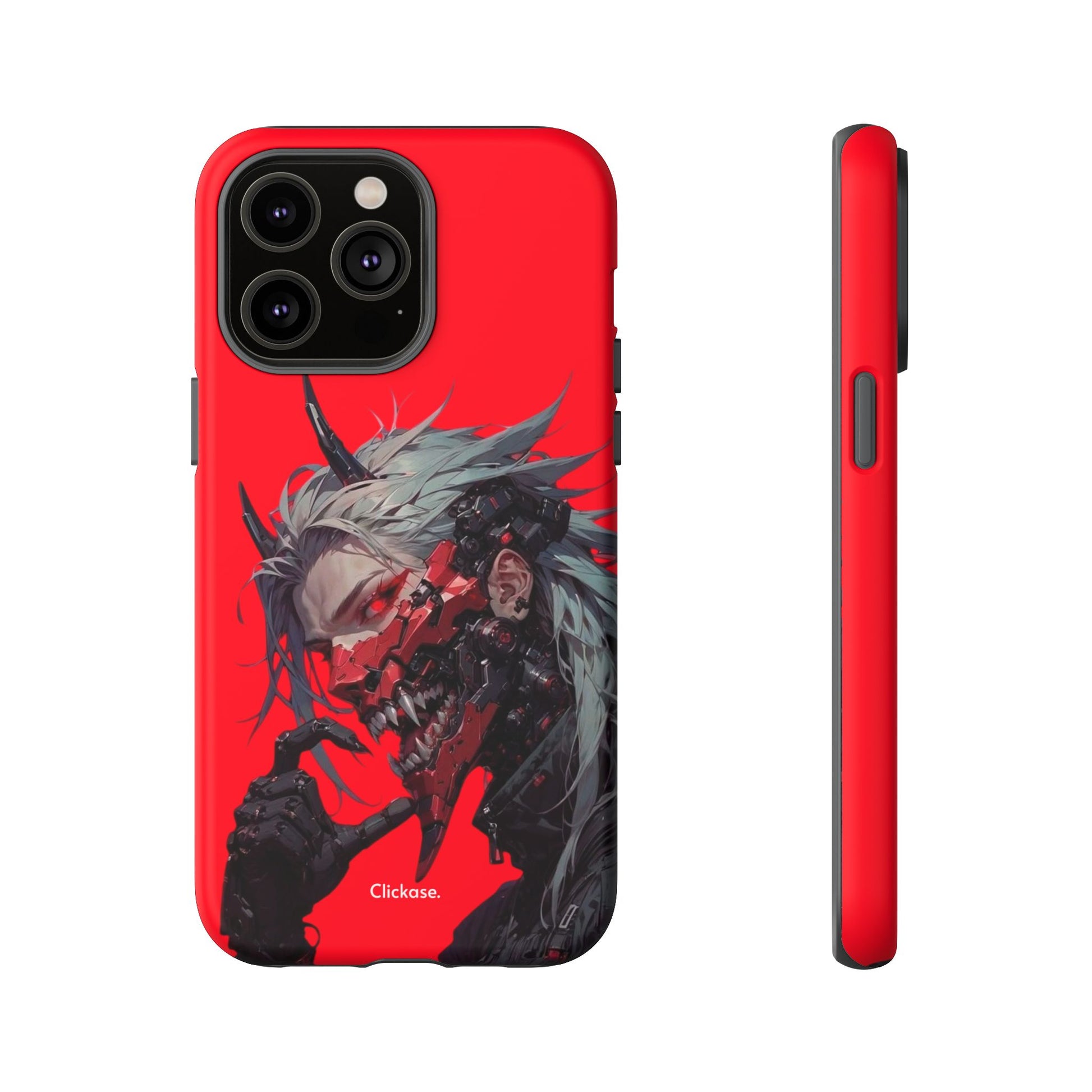 Demon Core Awakening – Futuristic Oni Cyborg Tough Phone Case by