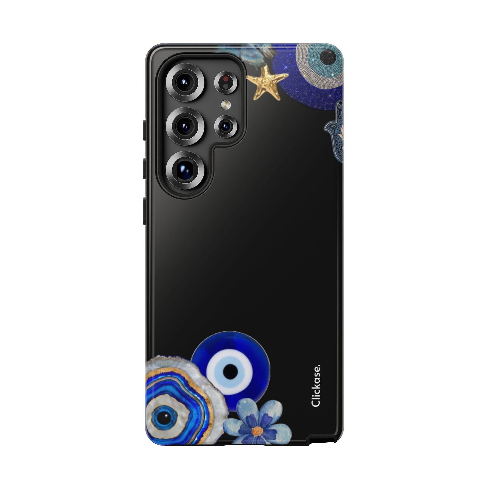 Evil Eye Protection – Blue Hamsa Charm Tough Phone Case by