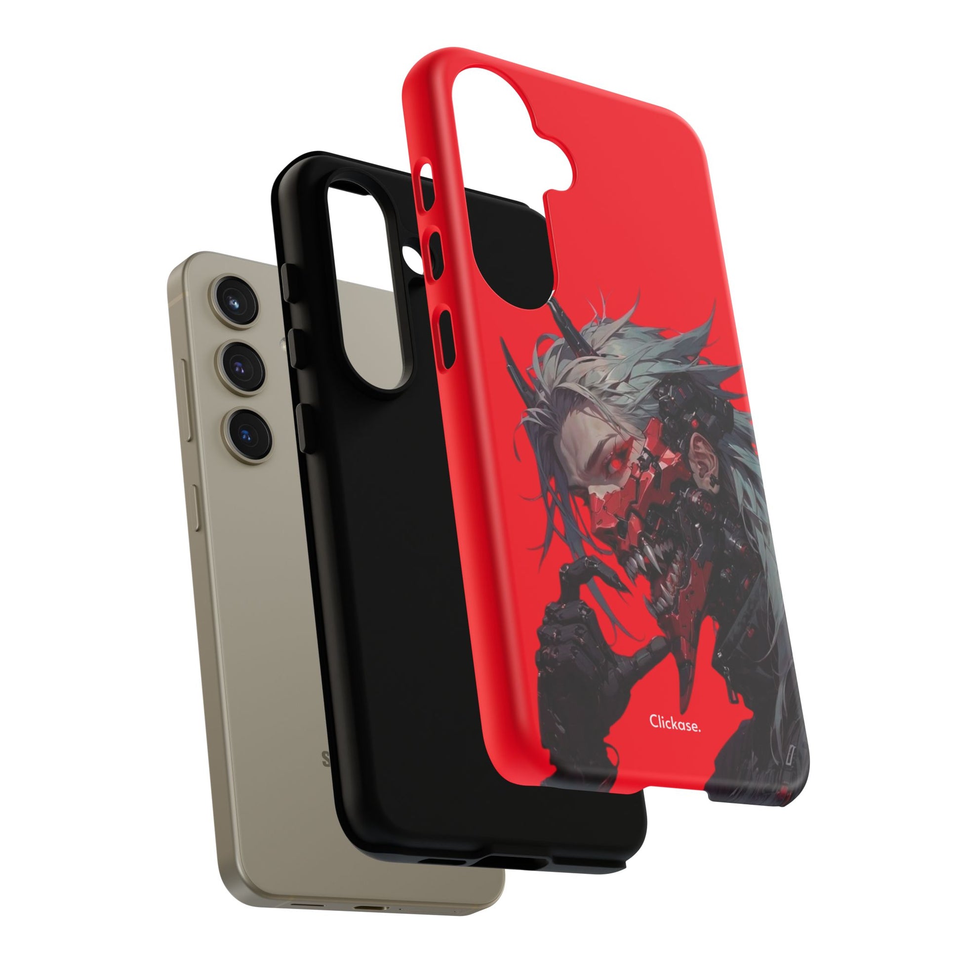 Demon Core Awakening – Futuristic Oni Cyborg Tough Phone Case by