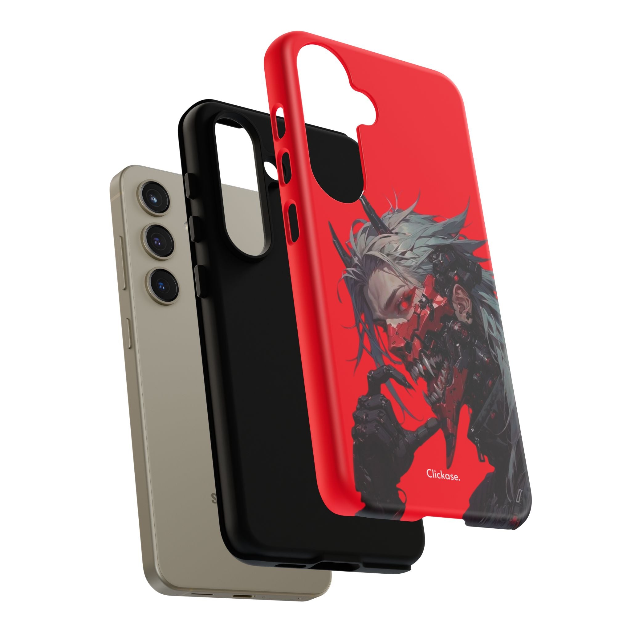 Demon Core Awakening – Futuristic Oni Cyborg Tough Phone Case by