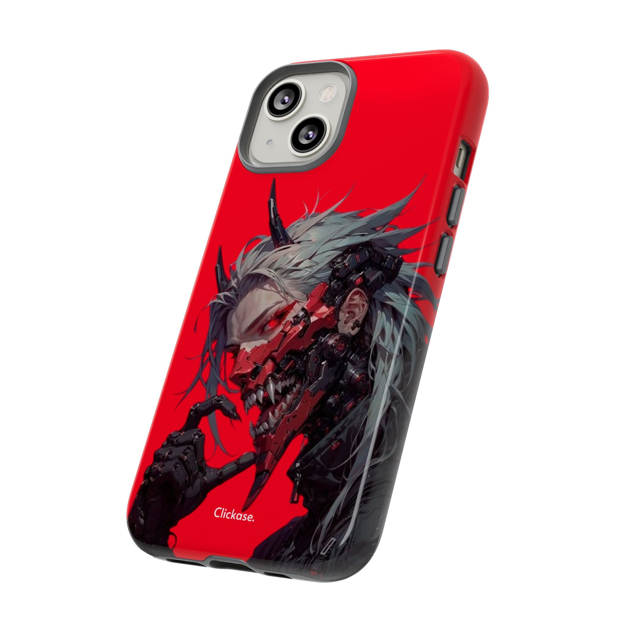 Demon Core Awakening – Futuristic Oni Cyborg Tough Phone Case by