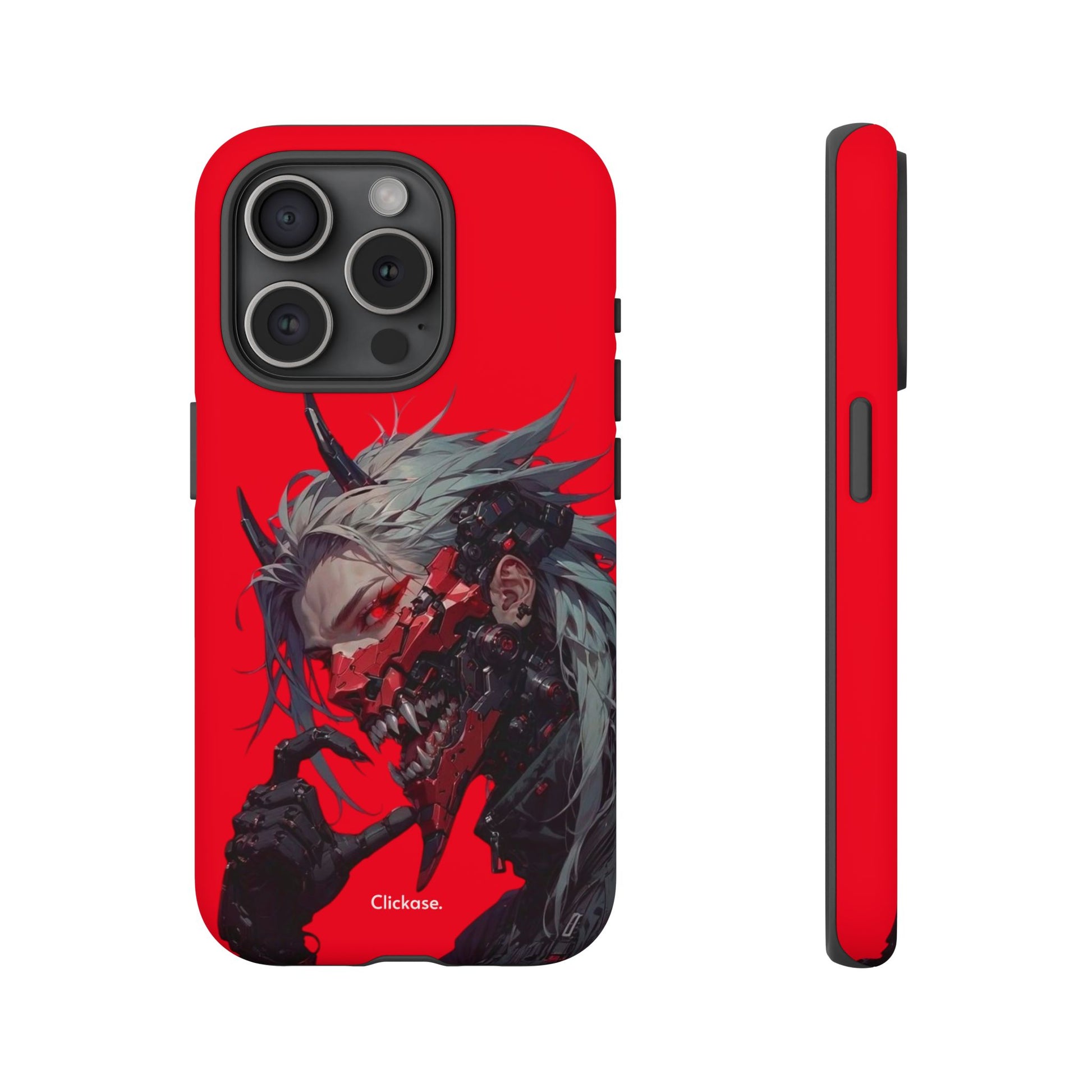 Demon Core Awakening – Futuristic Oni Cyborg Tough Phone Case by