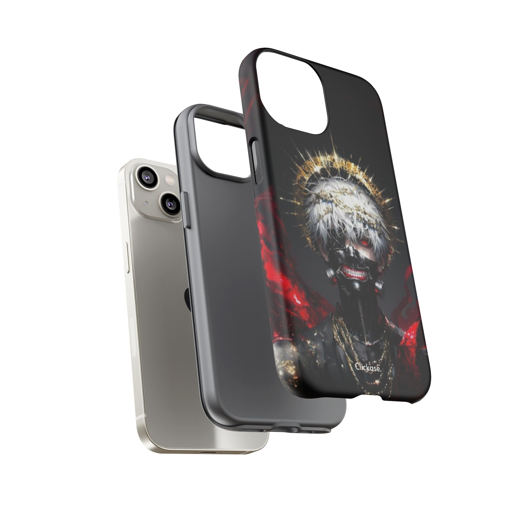 Ken Kaneki anime touch phone case with bold 3D wrap design and shock-absorbing silicone liner