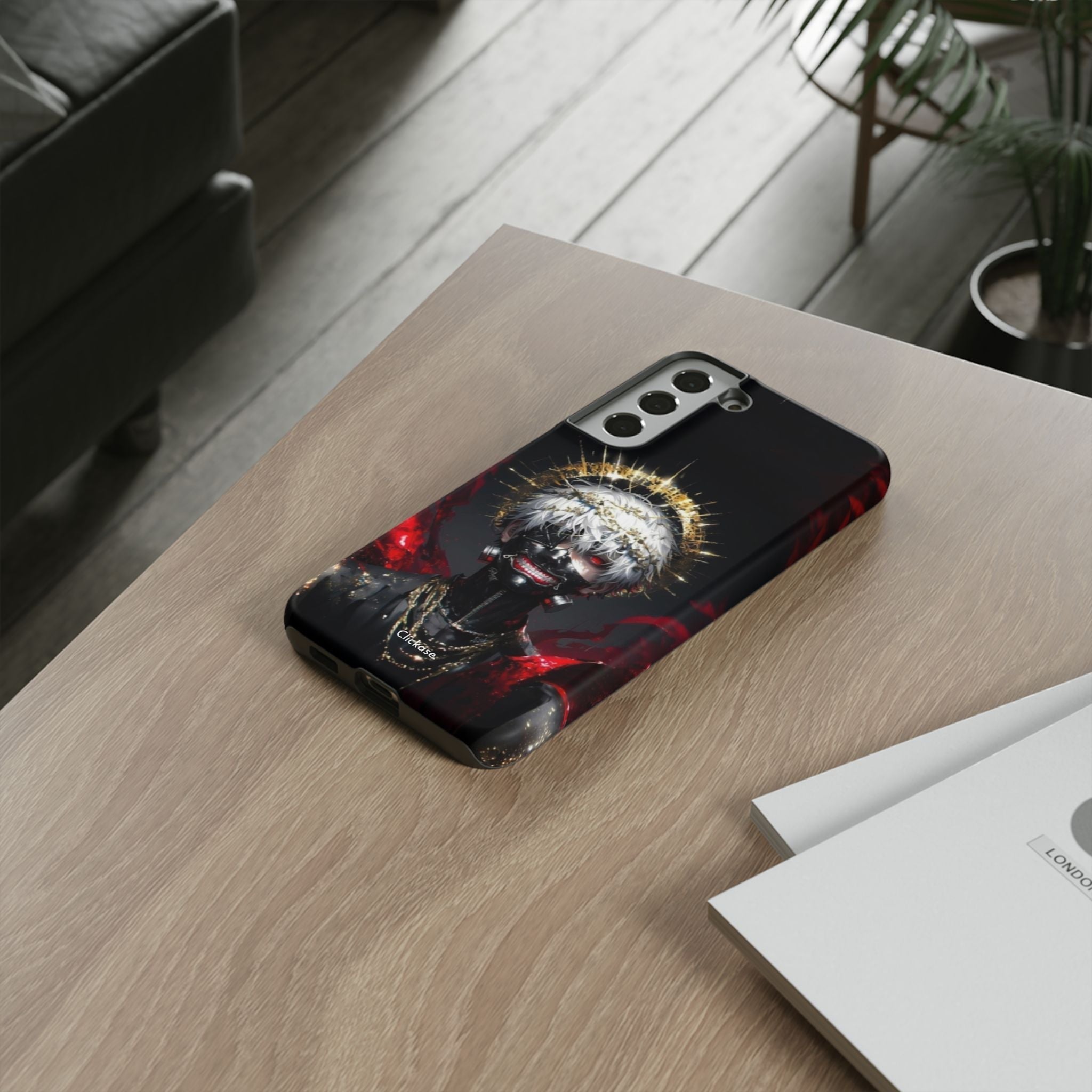 Ken Kaneki anime phone case with vibrant 3D design and durable shock-absorbing protection
