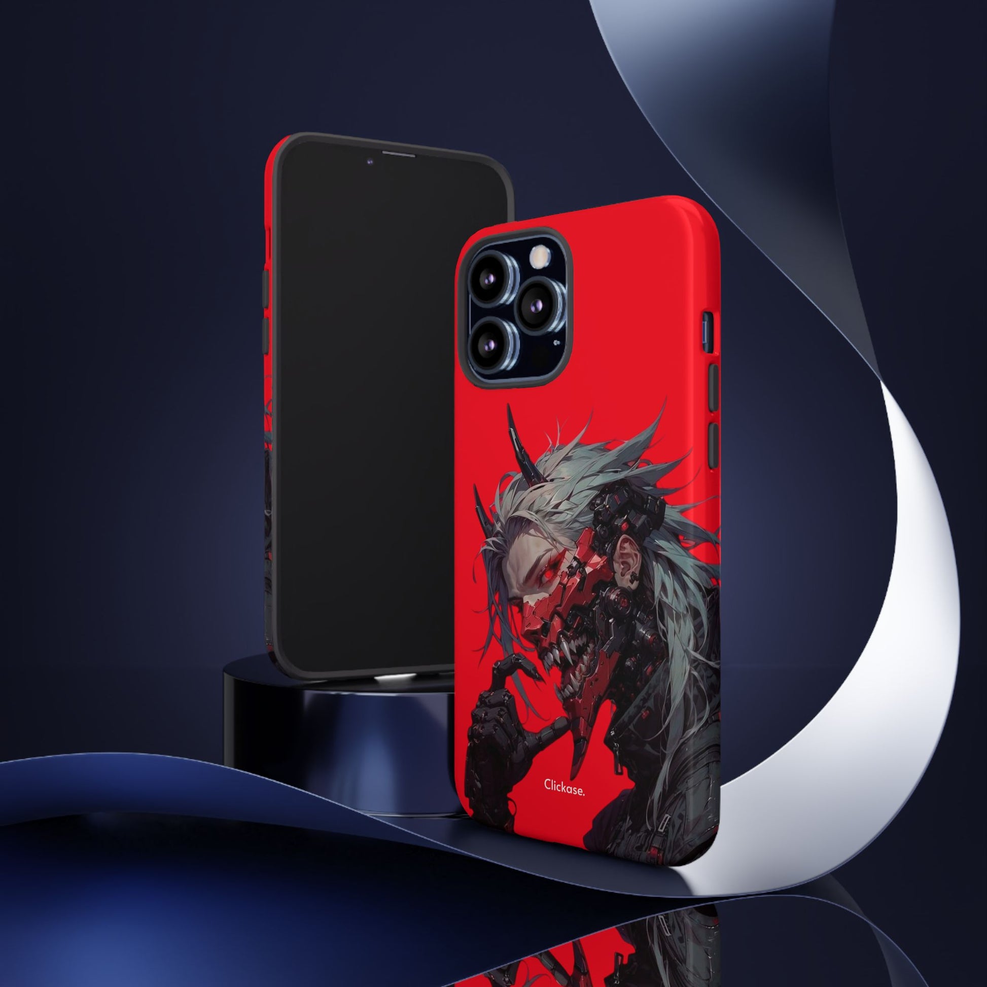 Demon Core Awakening – Futuristic Oni Cyborg Tough Phone Case by