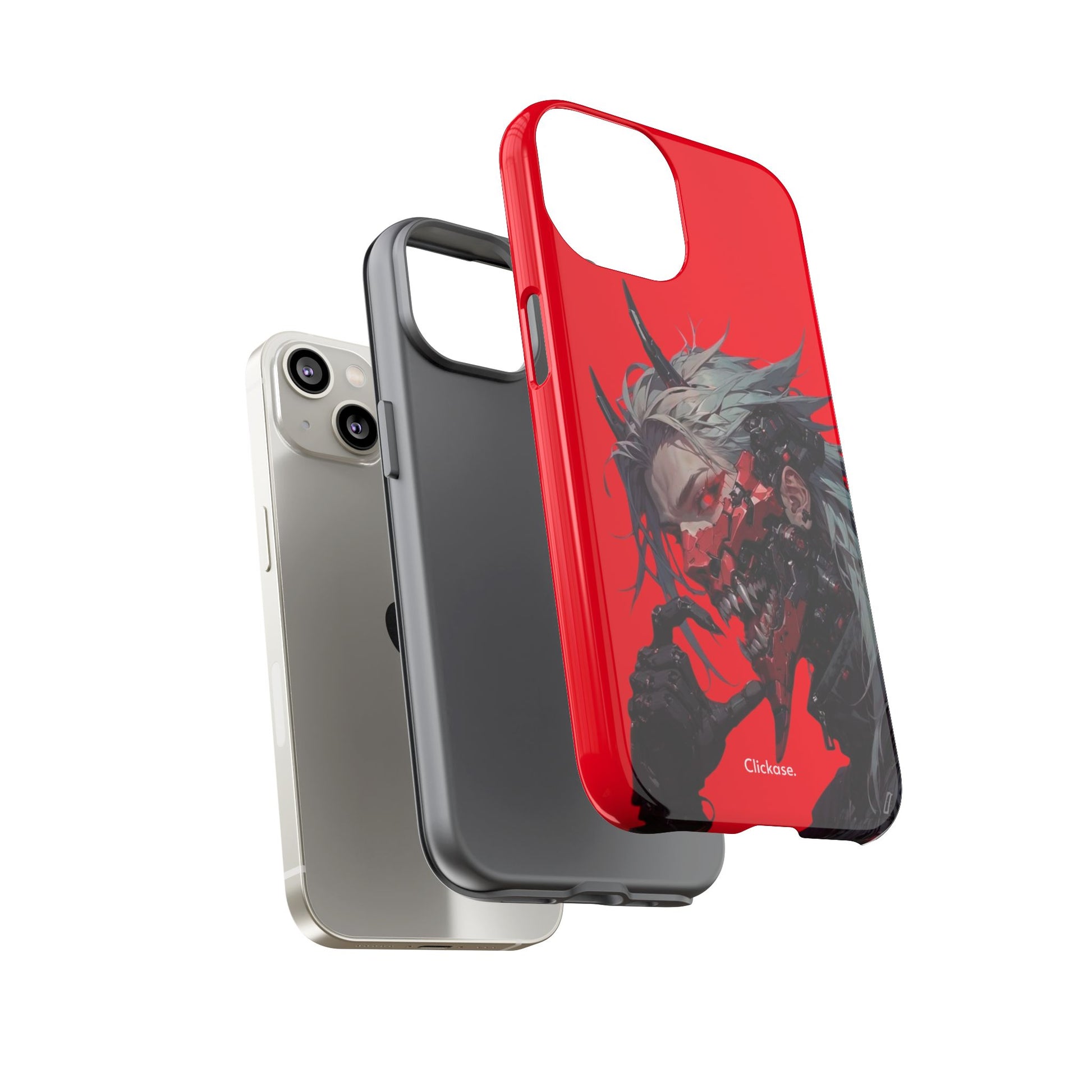 Demon Core Awakening – Futuristic Oni Cyborg Tough Phone Case by