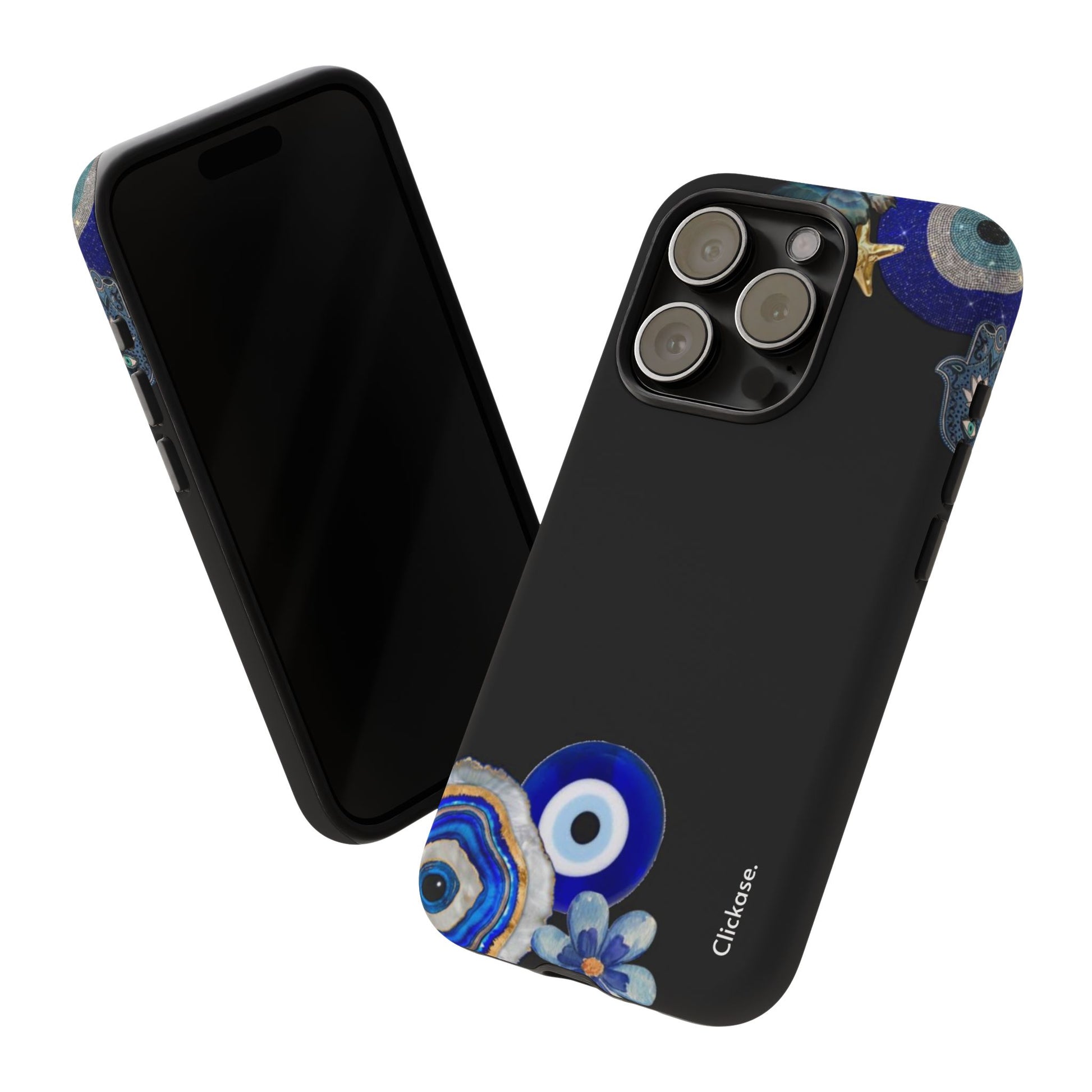 Evil Eye Protection – Blue Hamsa Charm Tough Phone Case by