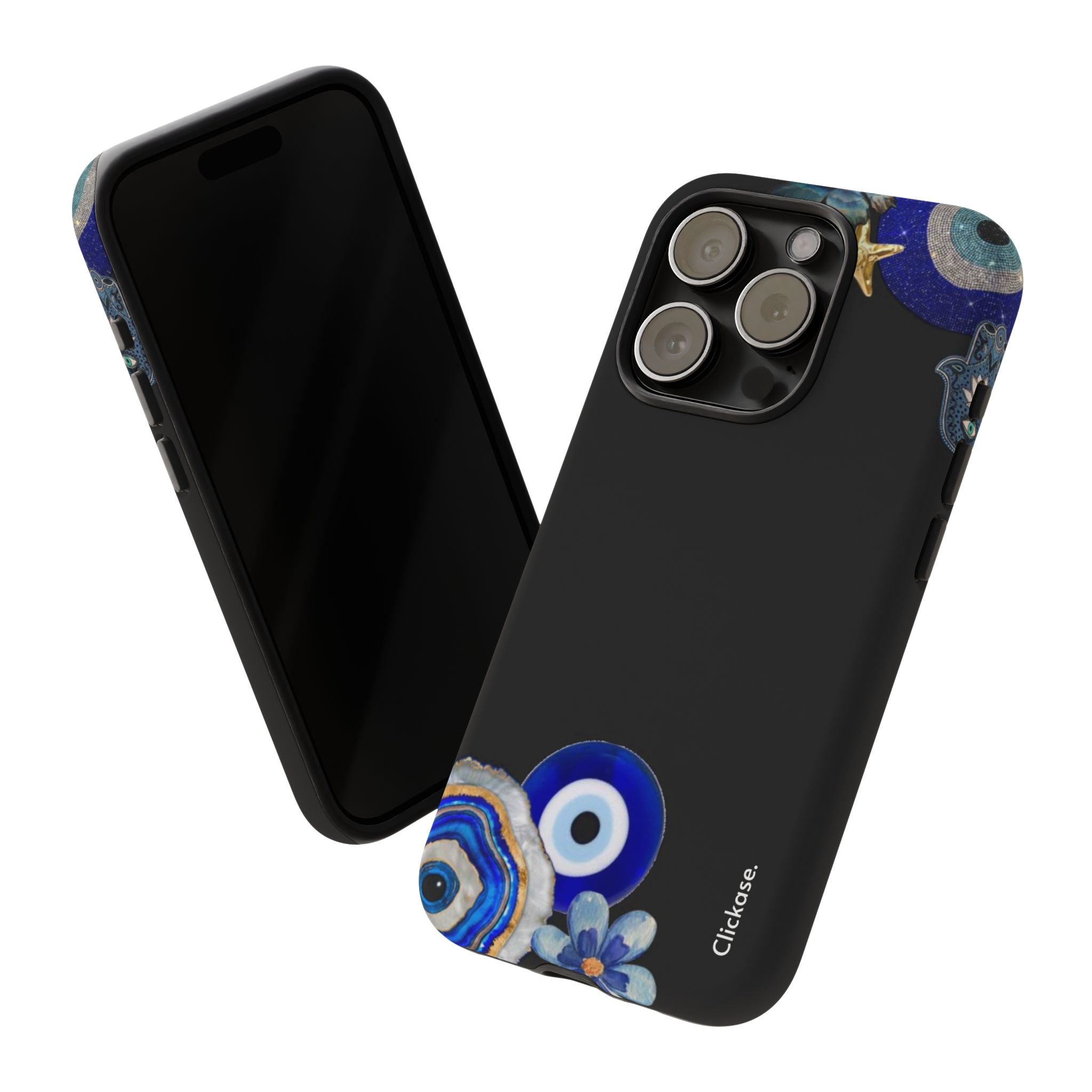 Evil Eye Protection – Blue Hamsa Charm Tough Phone Case by