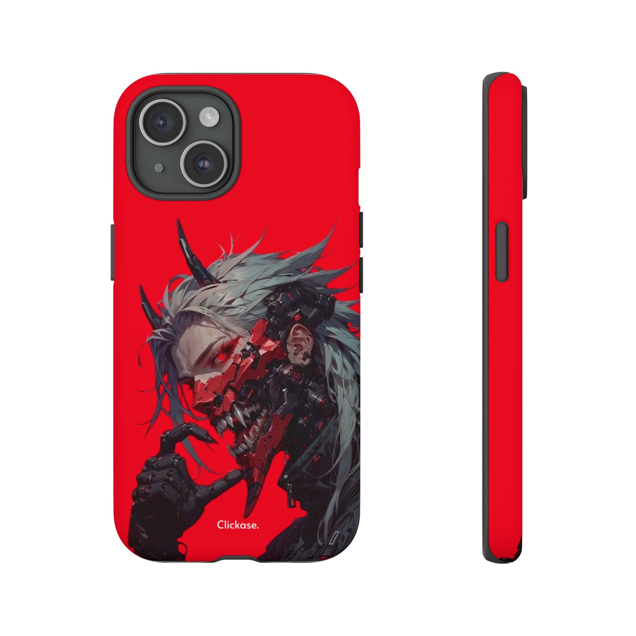 Demon Core Awakening – Futuristic Oni Cyborg Tough Phone Case by
