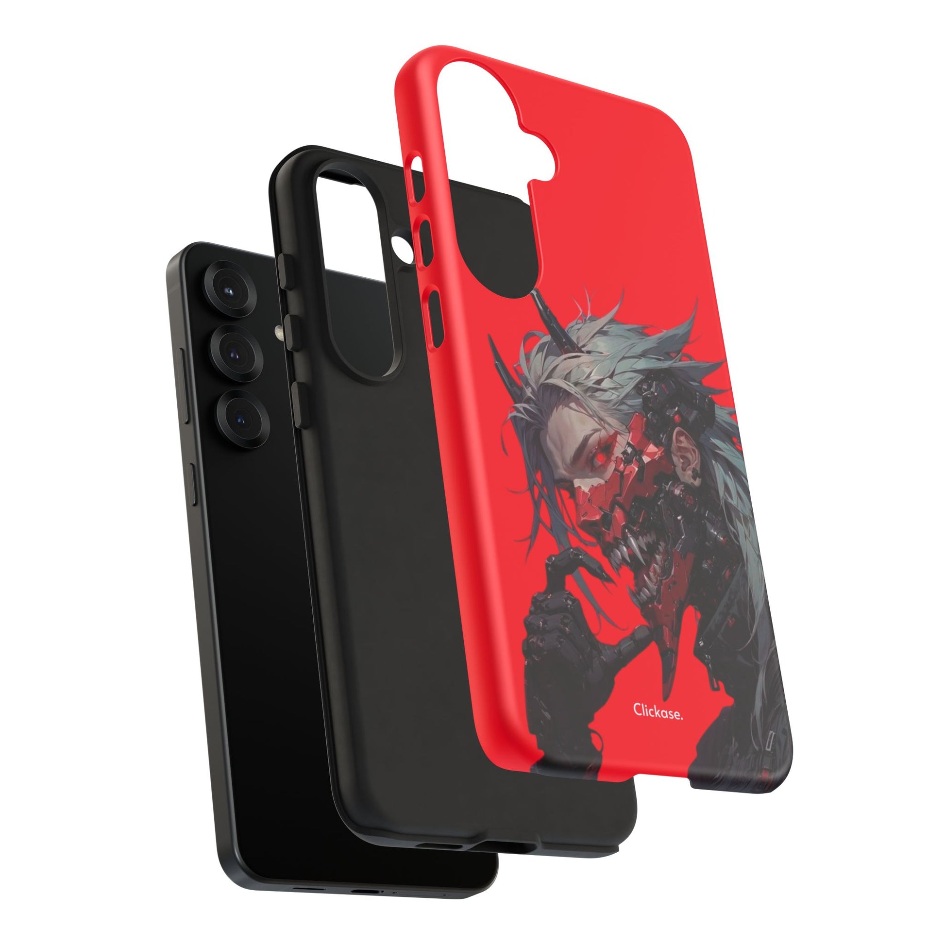 Demon Core Awakening – Futuristic Oni Cyborg Tough Phone Case by
