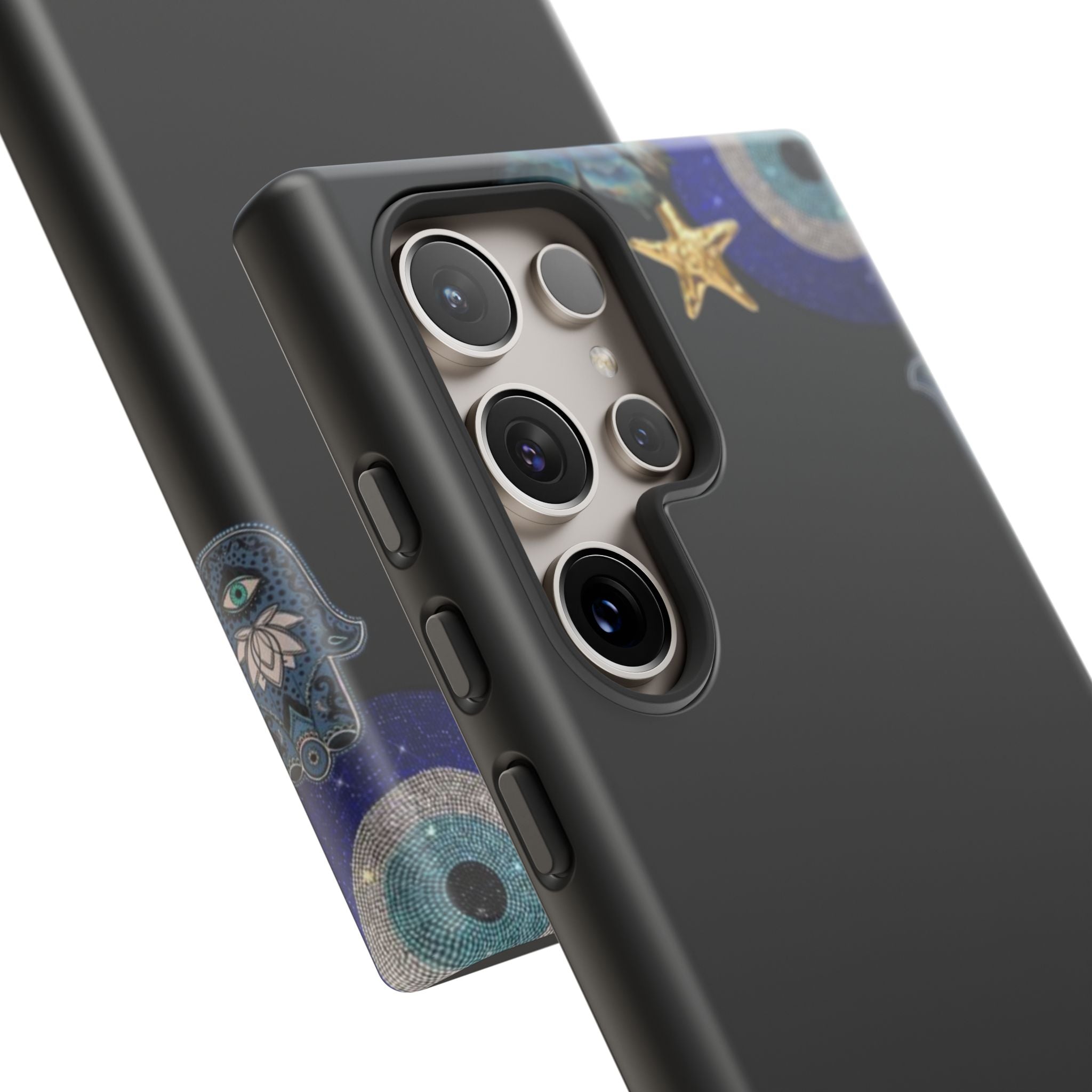 Evil Eye Protection – Blue Hamsa Charm Tough Phone Case by