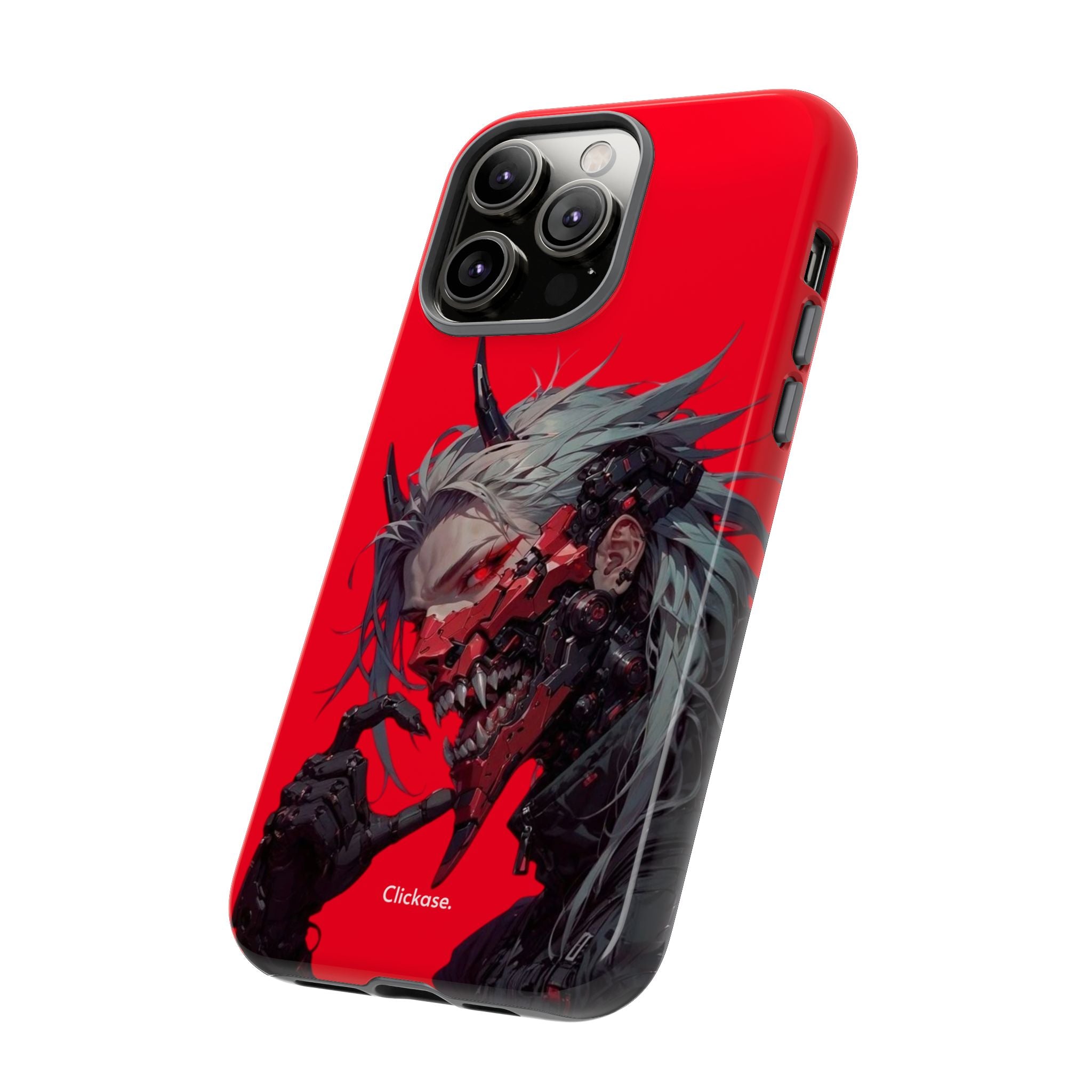 Demon Core Awakening – Futuristic Oni Cyborg Tough Phone Case by