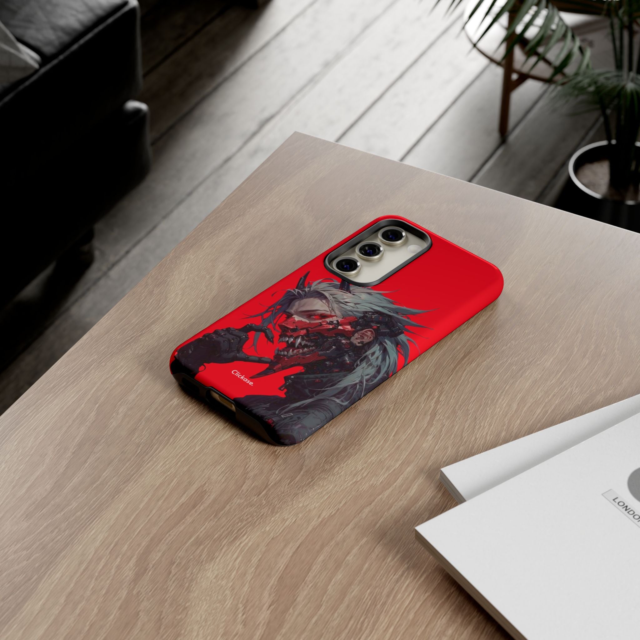 Demon Core Awakening – Futuristic Oni Cyborg Tough Phone Case by