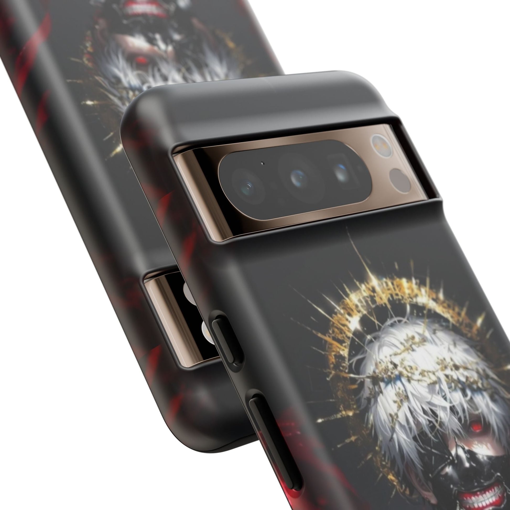 Ken Kaneki anime design durable shock-absorbing phone case with 3D wrap and UV protection