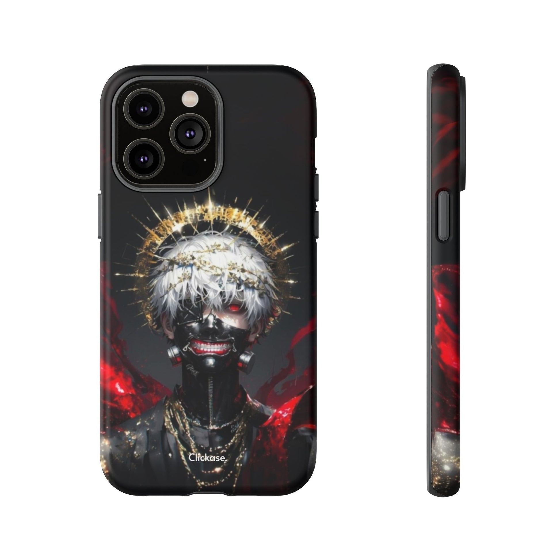 Ken Kaneki anime phone case with 3D wrap and shock-absorbing silicone liner for durable protection and vibrant design