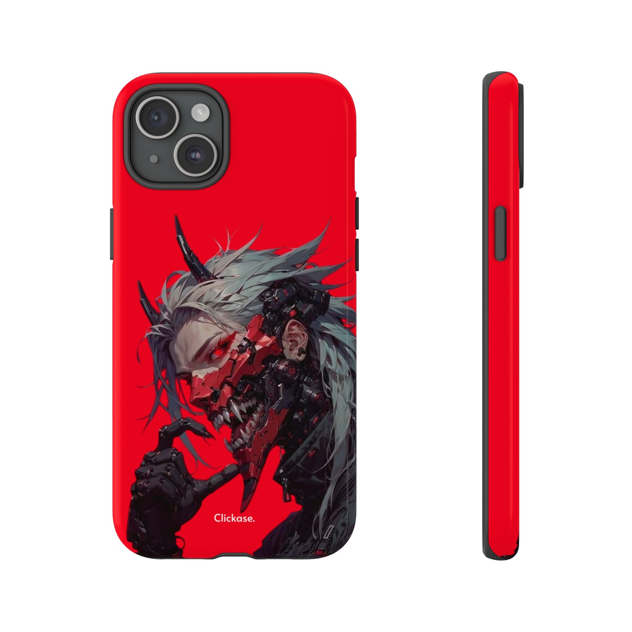 Demon Core Awakening – Futuristic Oni Cyborg Tough Phone Case by