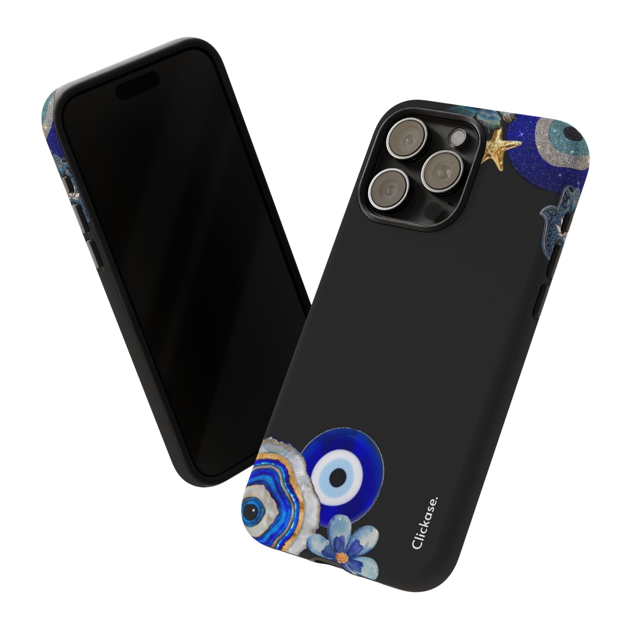 Evil Eye Protection – Blue Hamsa Charm Tough Phone Case by